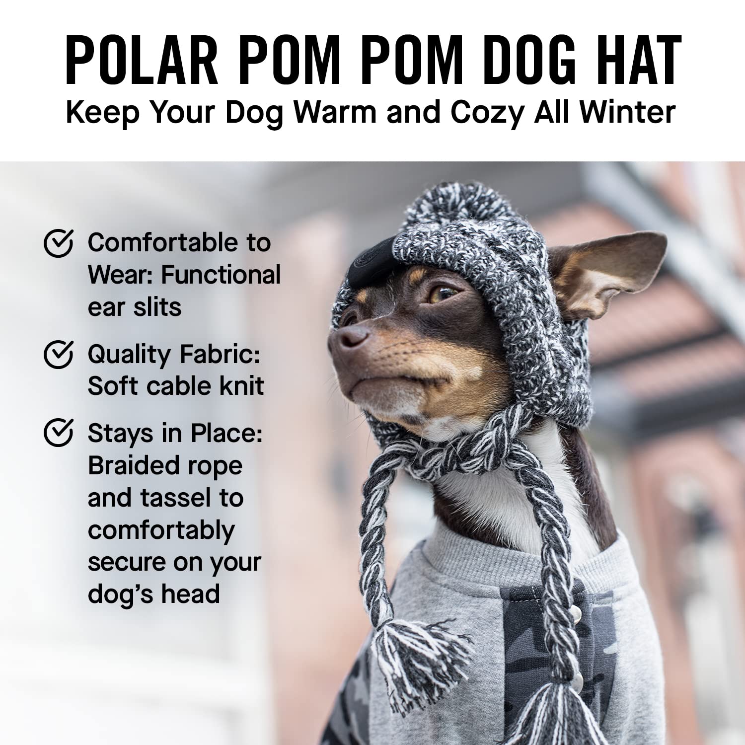 Canada Pooch Pom Pom Winter Dog Protection Hat - Knitted Warm Dog Beanie | Cozy Dog Cap With Tassel, Keeps Dogs Comfy On Cold Days, Breathable Ear Slits, Great For Dogs Pink/S