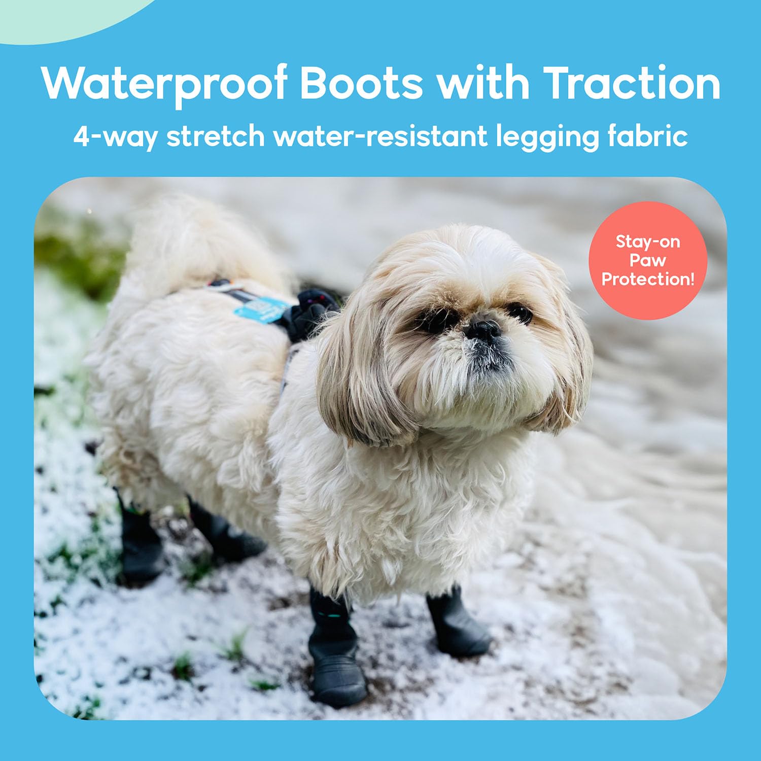 Walkee Paws Deluxe Easy-On, Dog Suspender Boot Leggings, Waterproof Booties For Small Dogs And Medium Sized Dogs, Protect Paws From Rain, Snow, Slush, And Snow Melt (Black, Xs Short)
