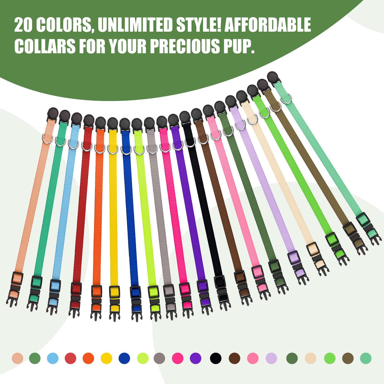 20 Pcs Puppy Collars,Puppy Collars For Litter,Puppy Collars For Small Puppies,Nylon Breakaway Puppy Id Collars Whelping Collars Litter Collars(S)