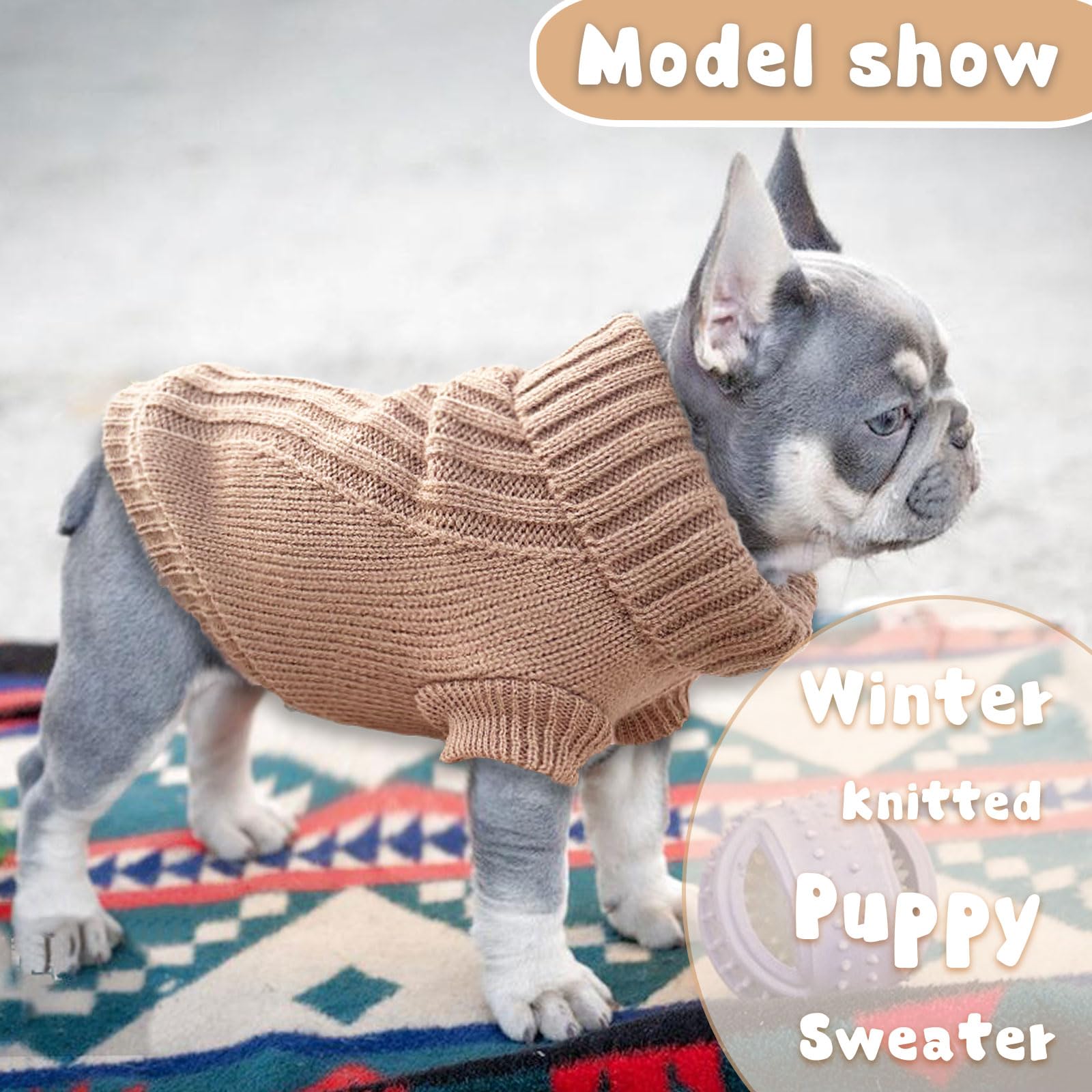 Puppy Sweater Dog Sweater For Small Dogs Winter Dog Knitted Sweaters Warm Puppy Clothes Turtleneck Pullover Sweater Thick Pet Kn
