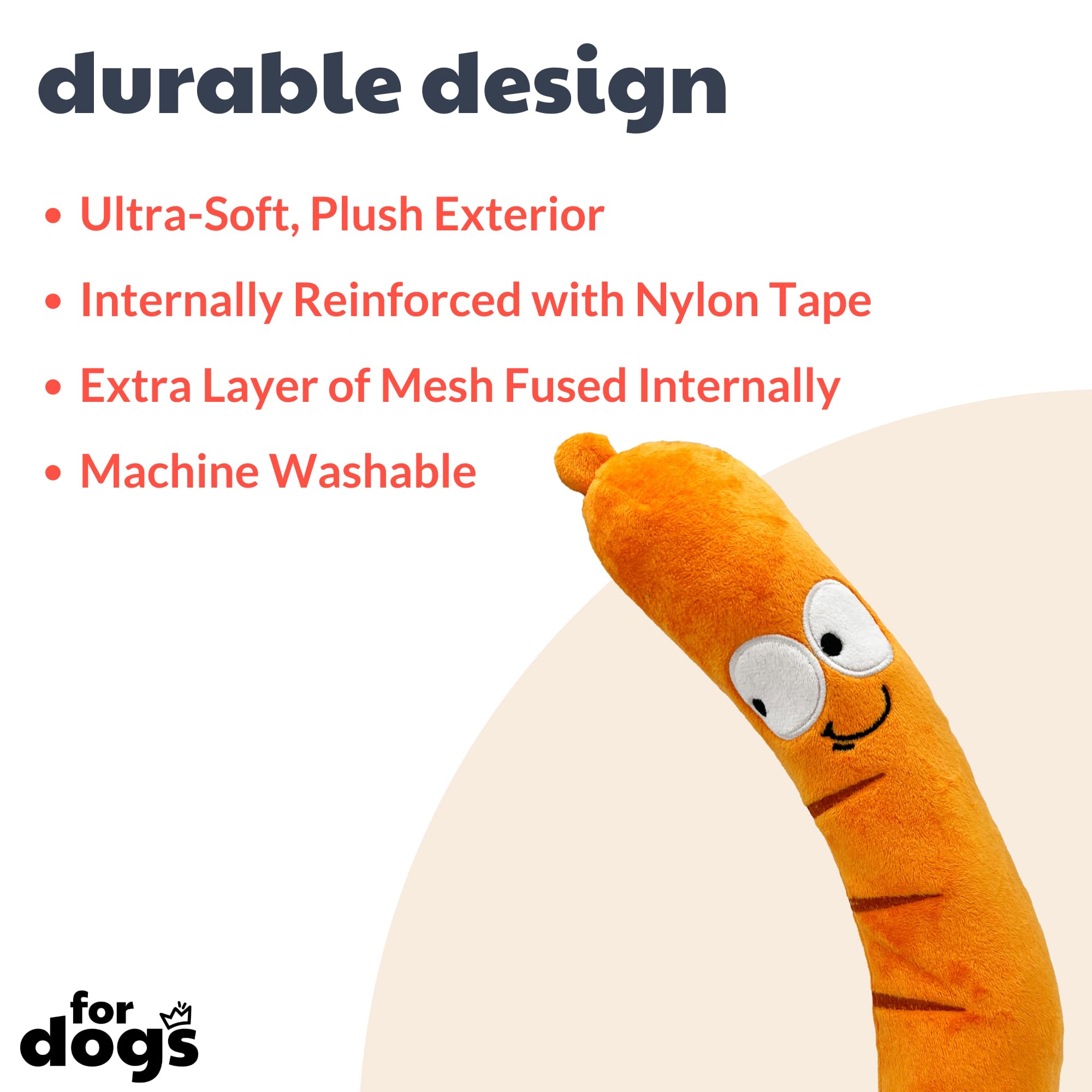 Huxley & Kent For Dogs - Sammy Sausage (Small) - Power Plush Dog Toy With Squeaker - Fun, Durable - H&K Squeaky Funny Dog Toy