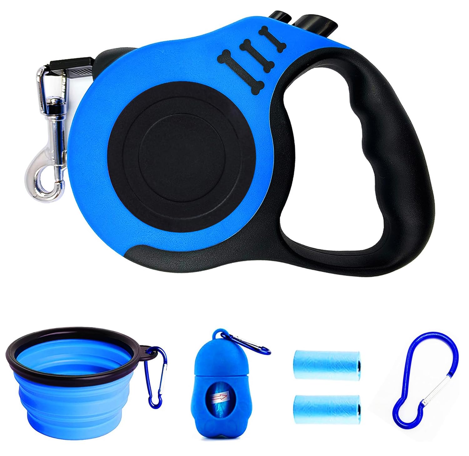PETIMP Retractable Dog Leash Lightweight 16FT Leash Claw Print, with Folding Bowl,Dispenser,Rubbish Bags, for Small Medium Dogs(