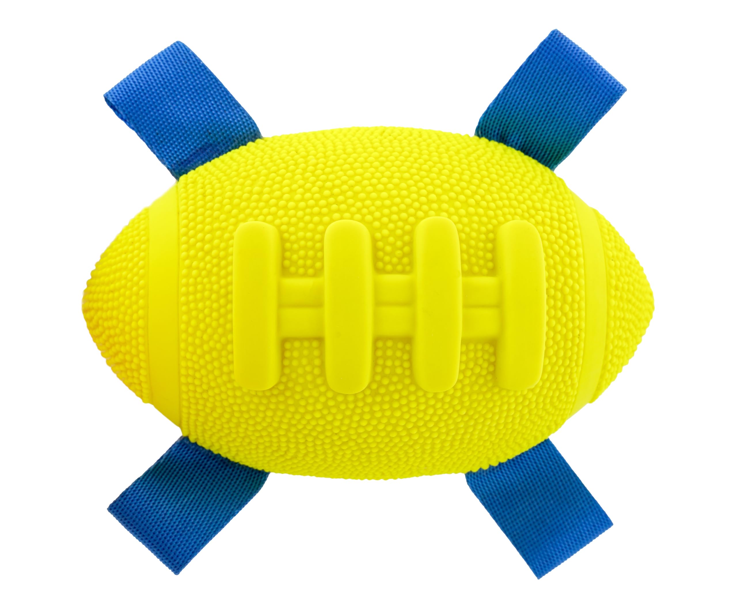 Hartz Dura Play Sports Football Dog Toy, Bacon Scented Squeaky Latex Yellow & Blue Toy, 1 Count