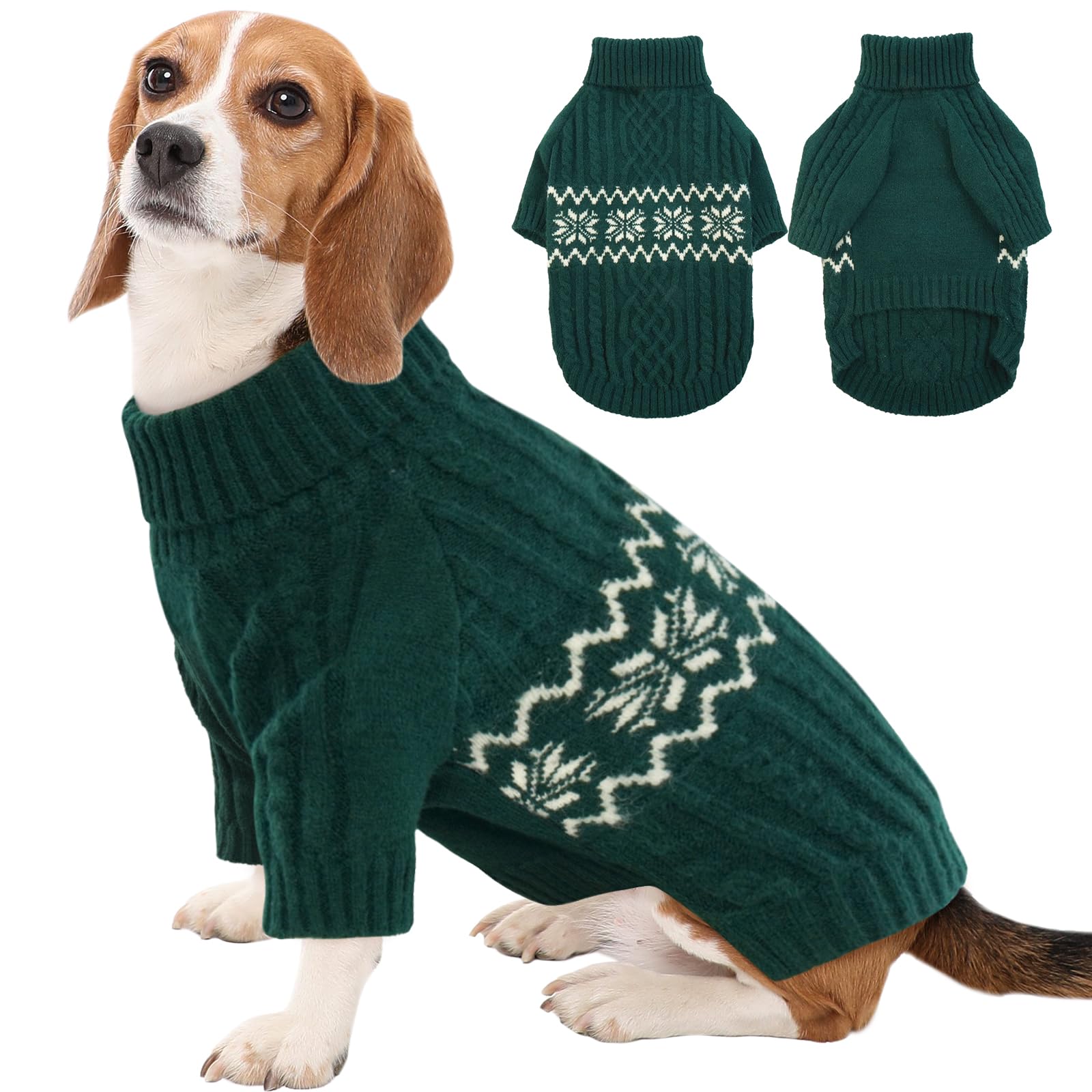 Kuoser Dog Sweater, Dog Sweaters For Medium Dogs, Doggie Sweater Christmas Clothes, Winter Coat Apparel Cable Knitwear, Pet Swea