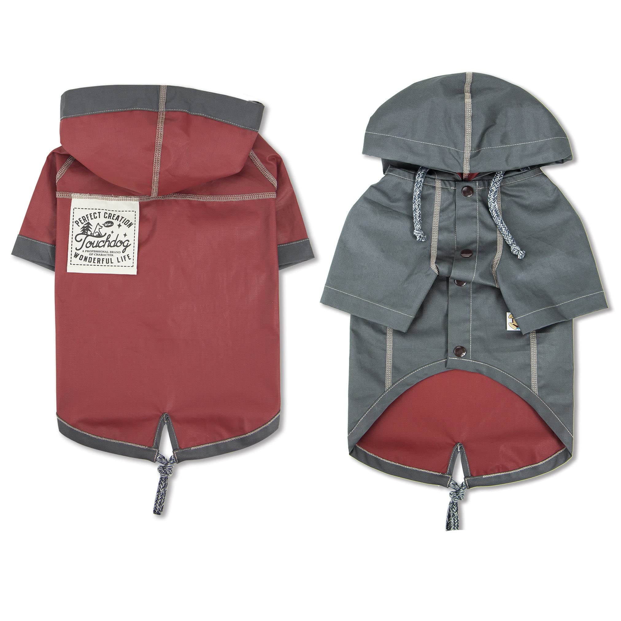 Touchdog Cloudburst Waterproof Reversible Dog Raincoat, Medium, Grey