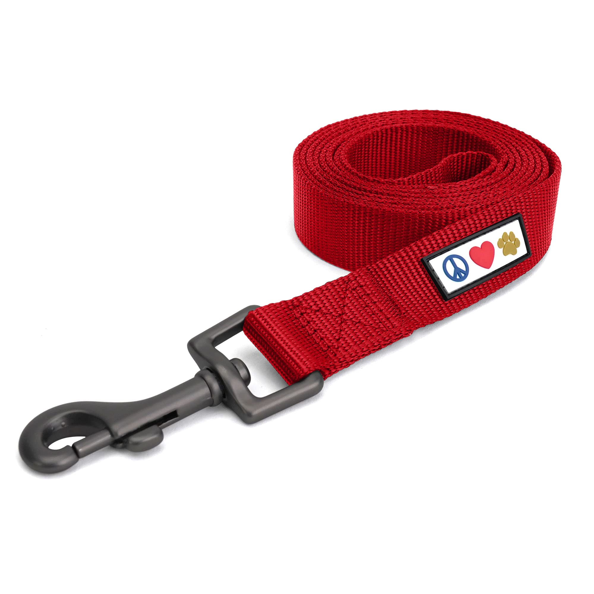 Pawtitas 6 FT Comfortable Leash - Solid Color, Medium/Large, Red, 6 ft, Dog Training Leash