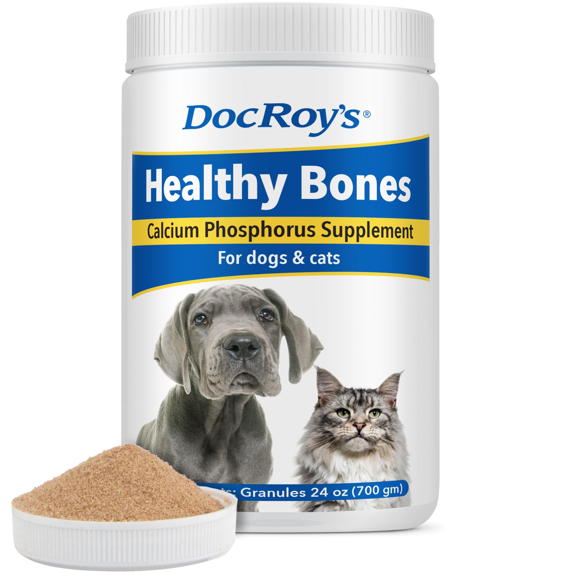 Doc Roys Healthy Bones Calcium Phosphorus Supplement Vitamin for Puppies, Dogs, Kittens & Lactating Females, Supports Strong Bon