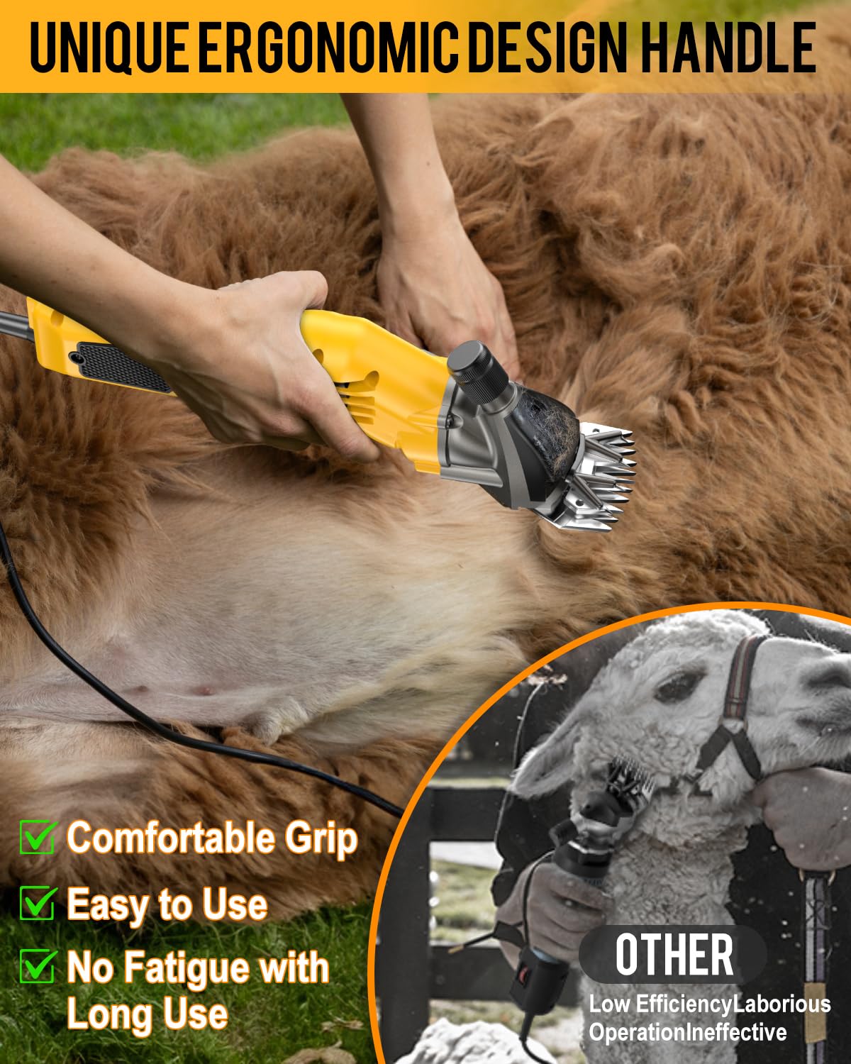 Soarfly Sheep Shears, 600W Heavy Duty Professional Electric Sheep Clippers, Livestock Haircut For Grooming Sheep Horses Alpacas