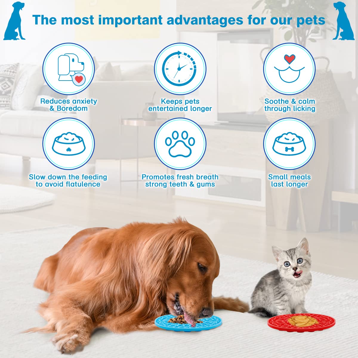 MooonGem Dog Lick Pad, Pet Bathing Grooming Distraction Wall Mounted Silicone Slow Feeder Mat with Strong Suction, 2 Pack