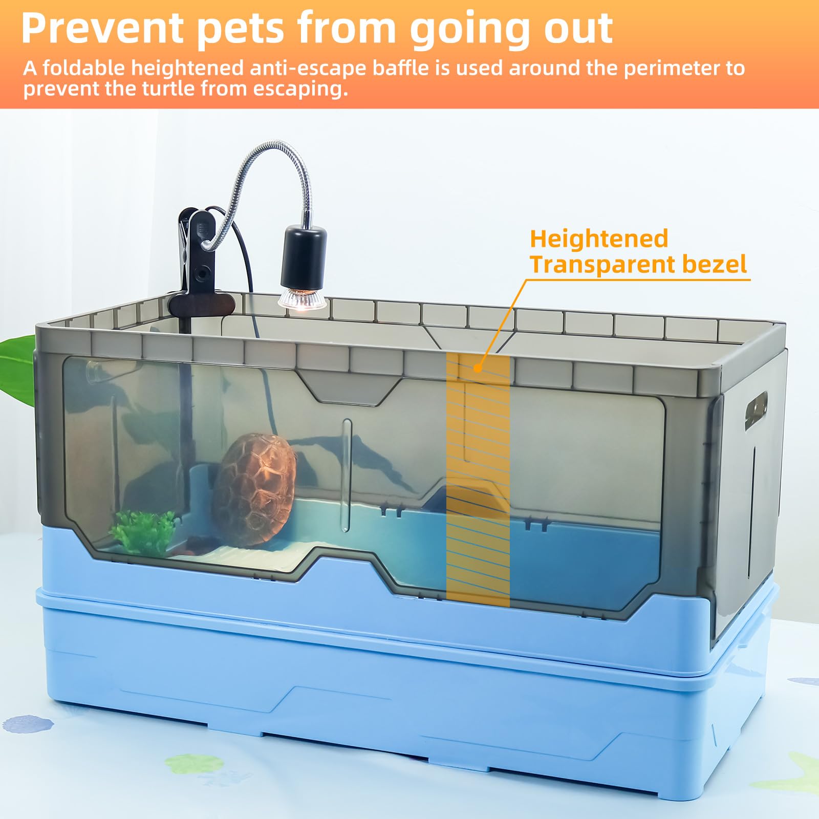 RunDuck Turtle Habitat Tank Kit - XL Blue, Plastic with Filtration, Heat Lamp & Water Pump for Fresh Water Fun