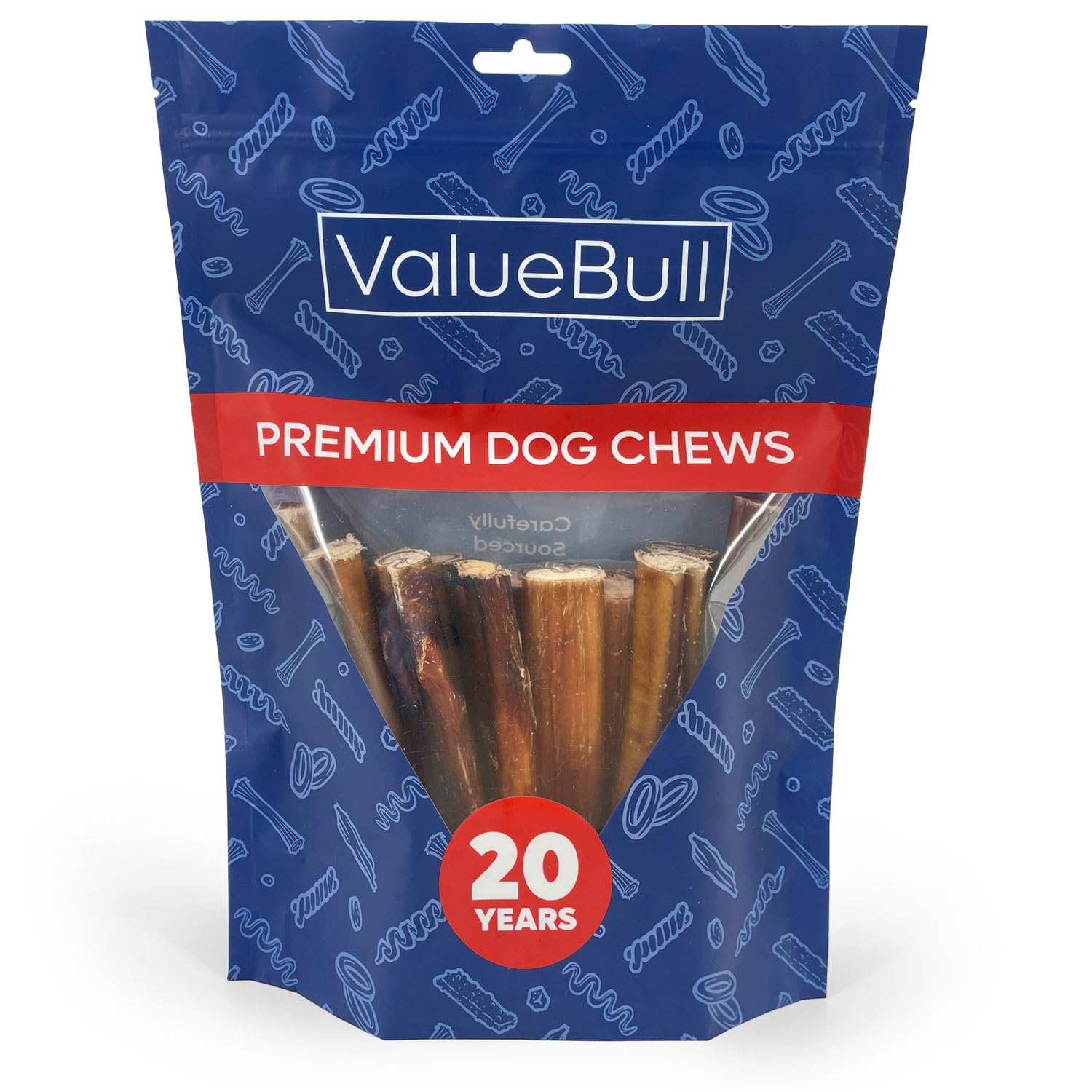 ValueBull Bully Sticks for Dogs, Jumbo 6 Inch, 25 Count - All Natural Dog Treats, 100% Beef Pizzles, Single Ingredient