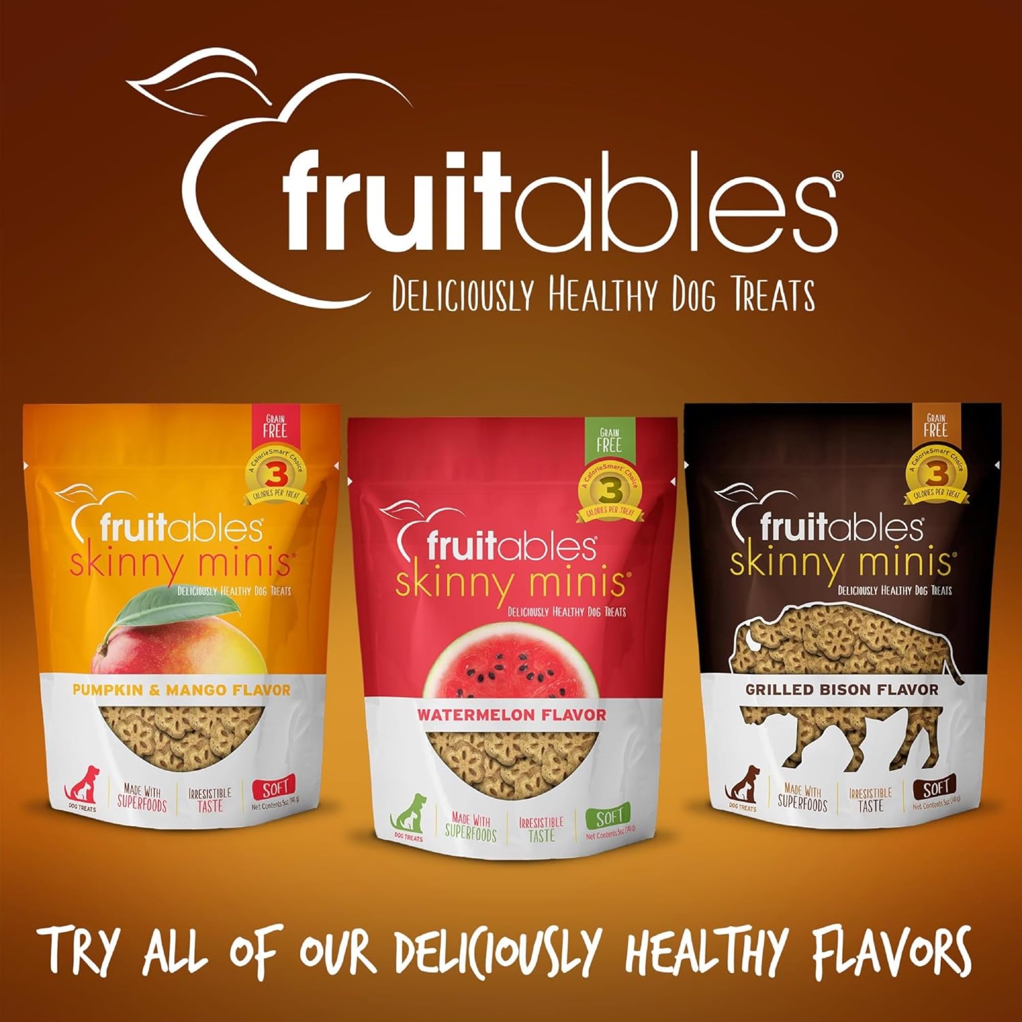 Fruitables Skinny Mini Dog Treats - Healthy Treats for Dogs - Low Calorie Training Treats - Free of Wheat, Corn and Soy - Rotiss