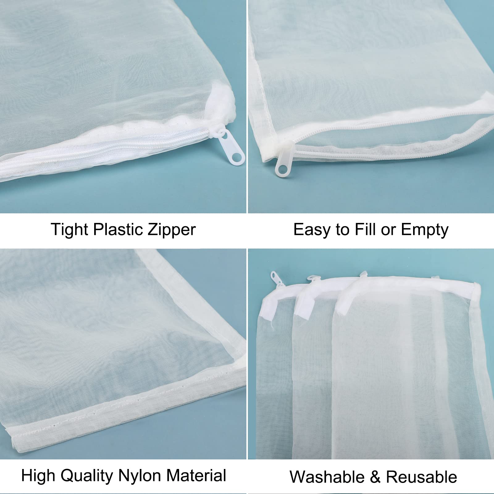 Segarty Aquarium Filter Bags High Flow, 10 Pack 0.15Mm Mesh Bag 7.7 X 6 Inch Reusable White Nylon Media Net Bags With Plastic Zi