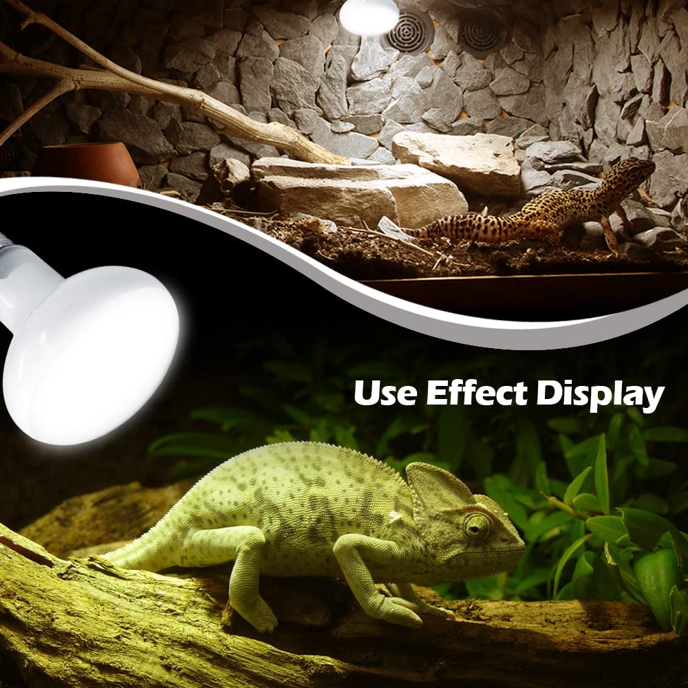 MCLANZOO 100W UVA Reptile Heat Lamp Bulb - 2 Pack, White, for Lizards, Tortoises, Bearded Dragons, and More