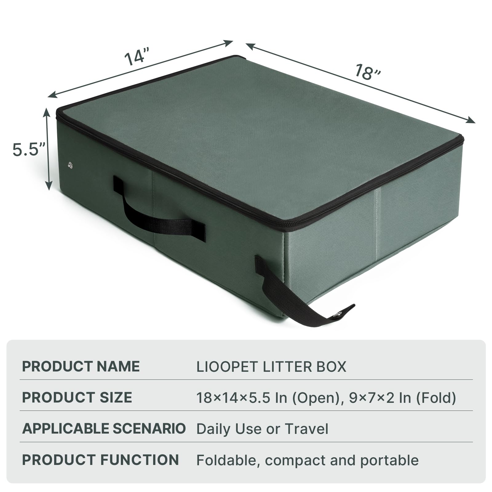 Upgrade Portable Litter Box With Lid, Leak-Proof Collapsible Cat Litter Box Great For Travel Hotel Stays And Road Trip 18X14X5.5