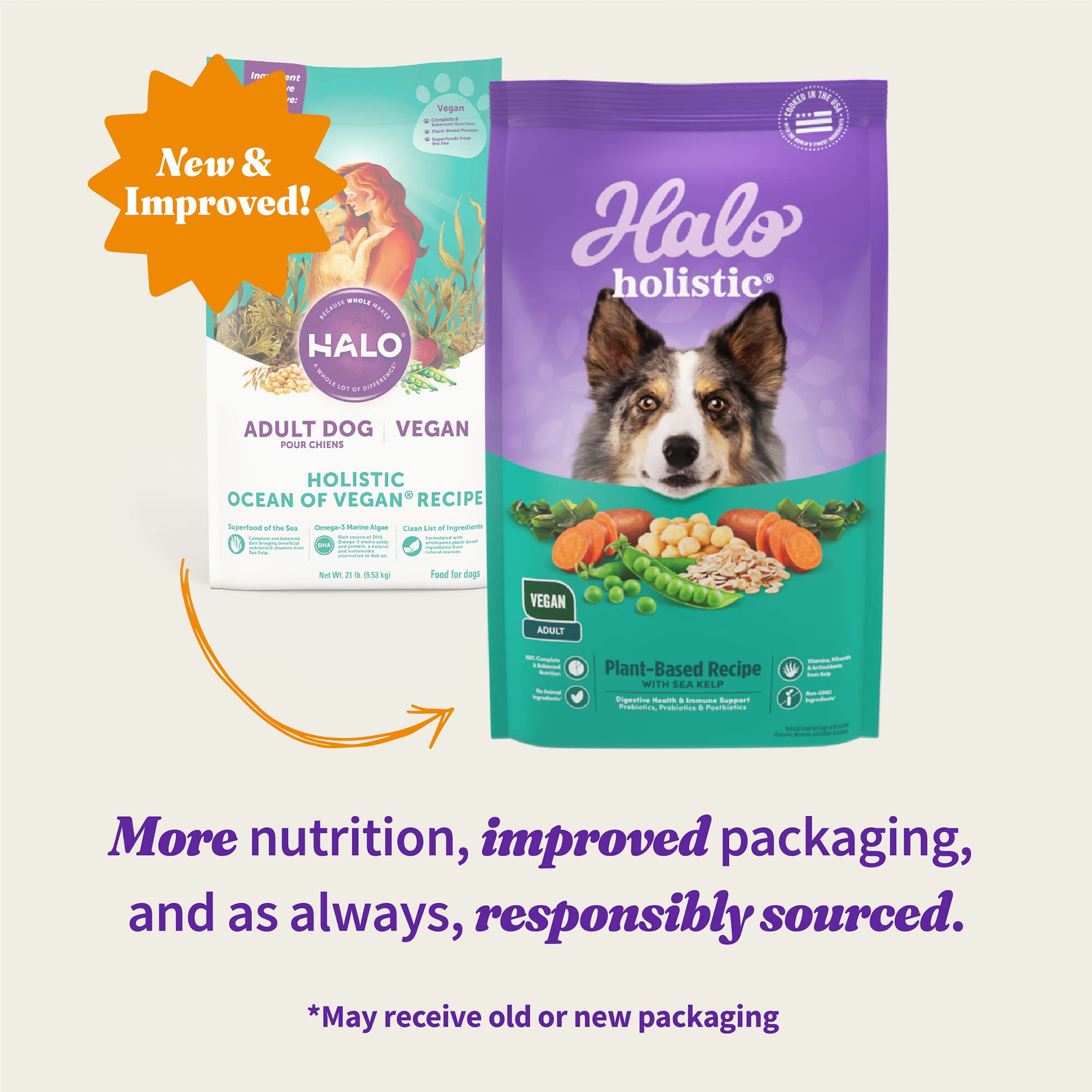 Halo Holistic Vegan Dog Food, Plant-Based Recipe with Kelp, Dry Dog Food, Complete Digestive Health, Kibble for Adult Dogs, 10 l