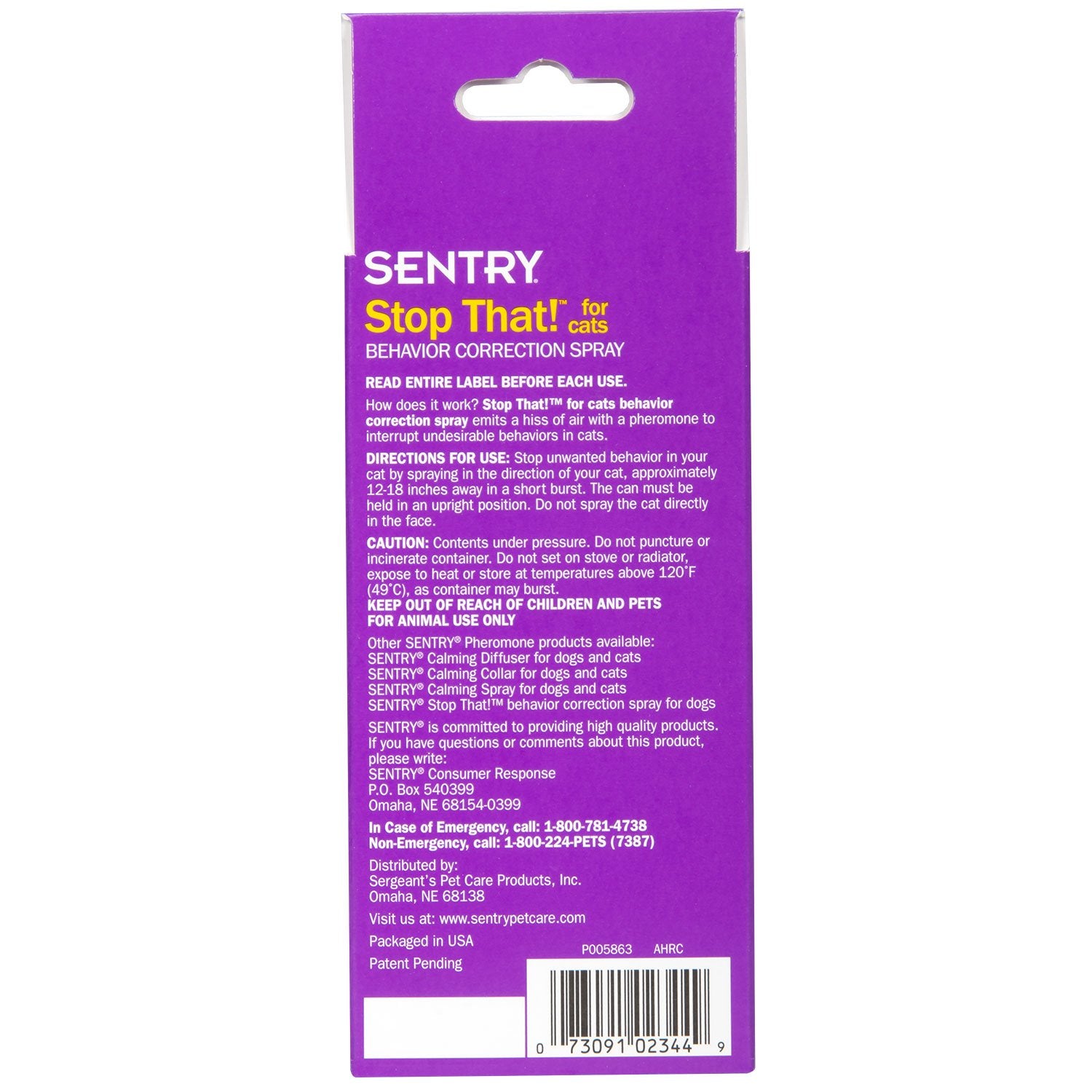 Sentry Stop That! Cat Repellent Spray, 1 oz - Effective Training Aid for Cats, Model 02344