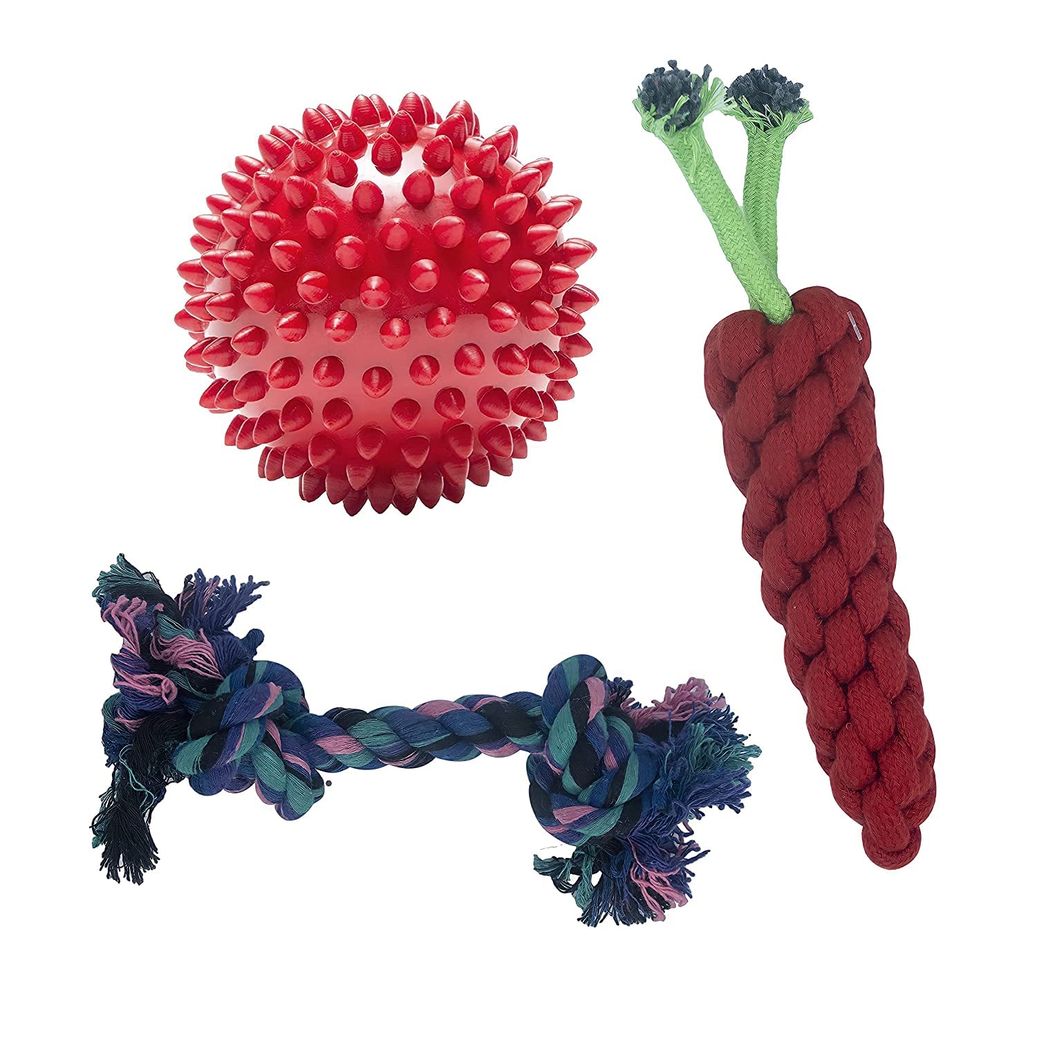 D&C Paws Combo Of 3 Dog Chew Toys Cotton Rope Toys Puppy Teething And Cleaning For Small And Medium Sized Breeds Durable And Non