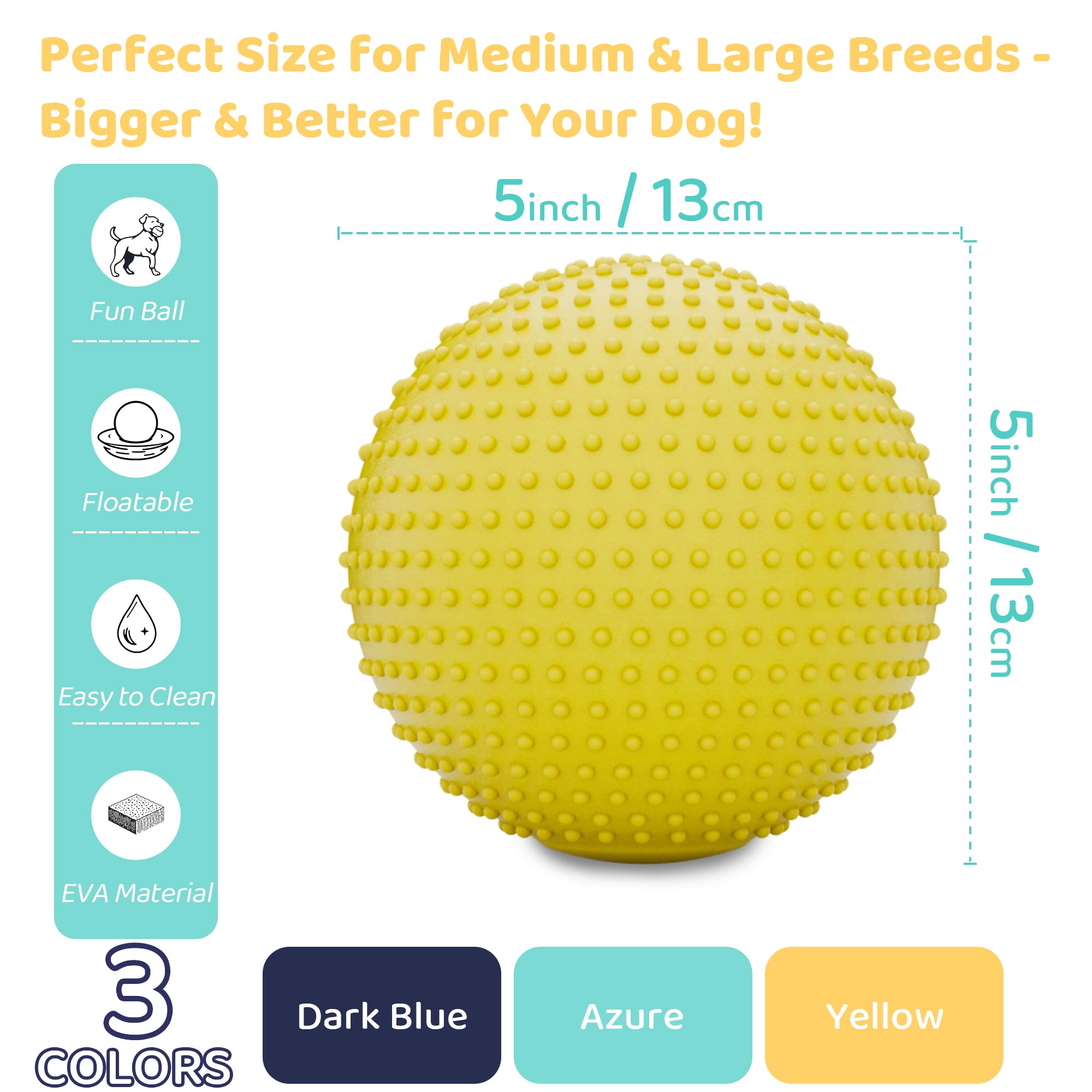 Jerock Dog Balls, Eva Dogs Toy Ball For Aggressive Chewers, 5 Inch Durable High Elasticity Interactive Ball For Training Dog Cat