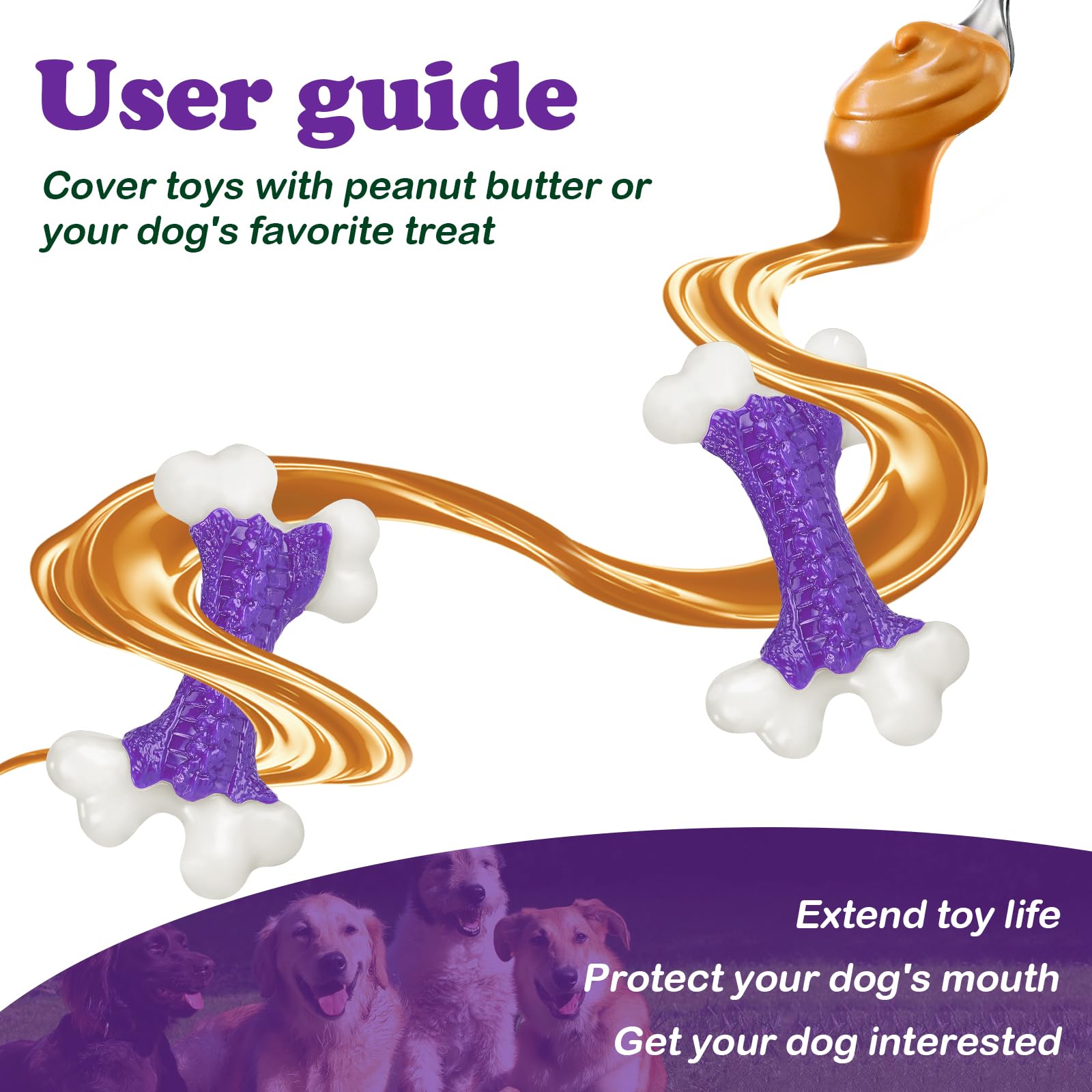 Kseroo Tough Dog Toys (2 Pack), Dog Toys For Aggressive Chewers Breed, Aggressive Chew Toys For Large Dogs, Bone Chew Toy For La