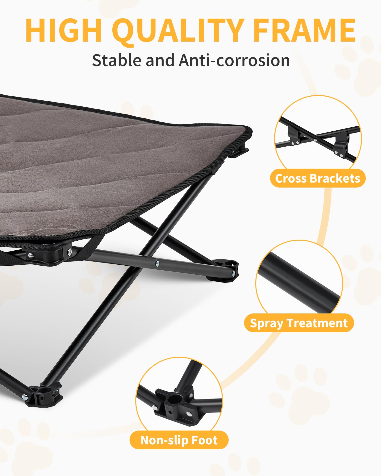 Kingcamp Elevated Dog Bed For Large Dogs, Outdoor Raised Cooling Pet Cot Bed With Washable Breathable Mesh & No-Slip Feet Perfec