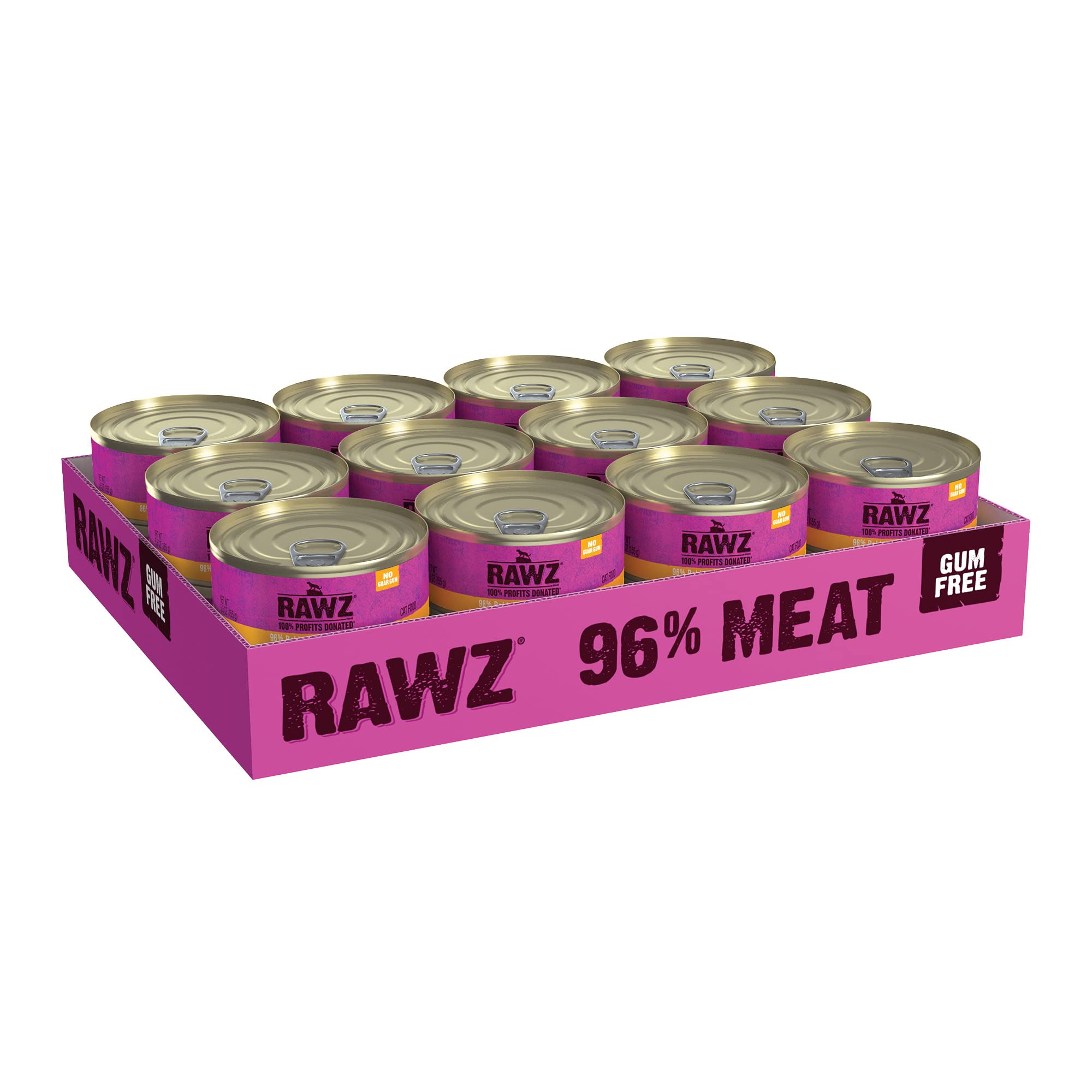Rawz Natural Premium Pate Canned Cat Wet Food - Made with Real Meat Ingredients No BPA or Gums - 5.5oz Cans 24 Count (Rabbit & P