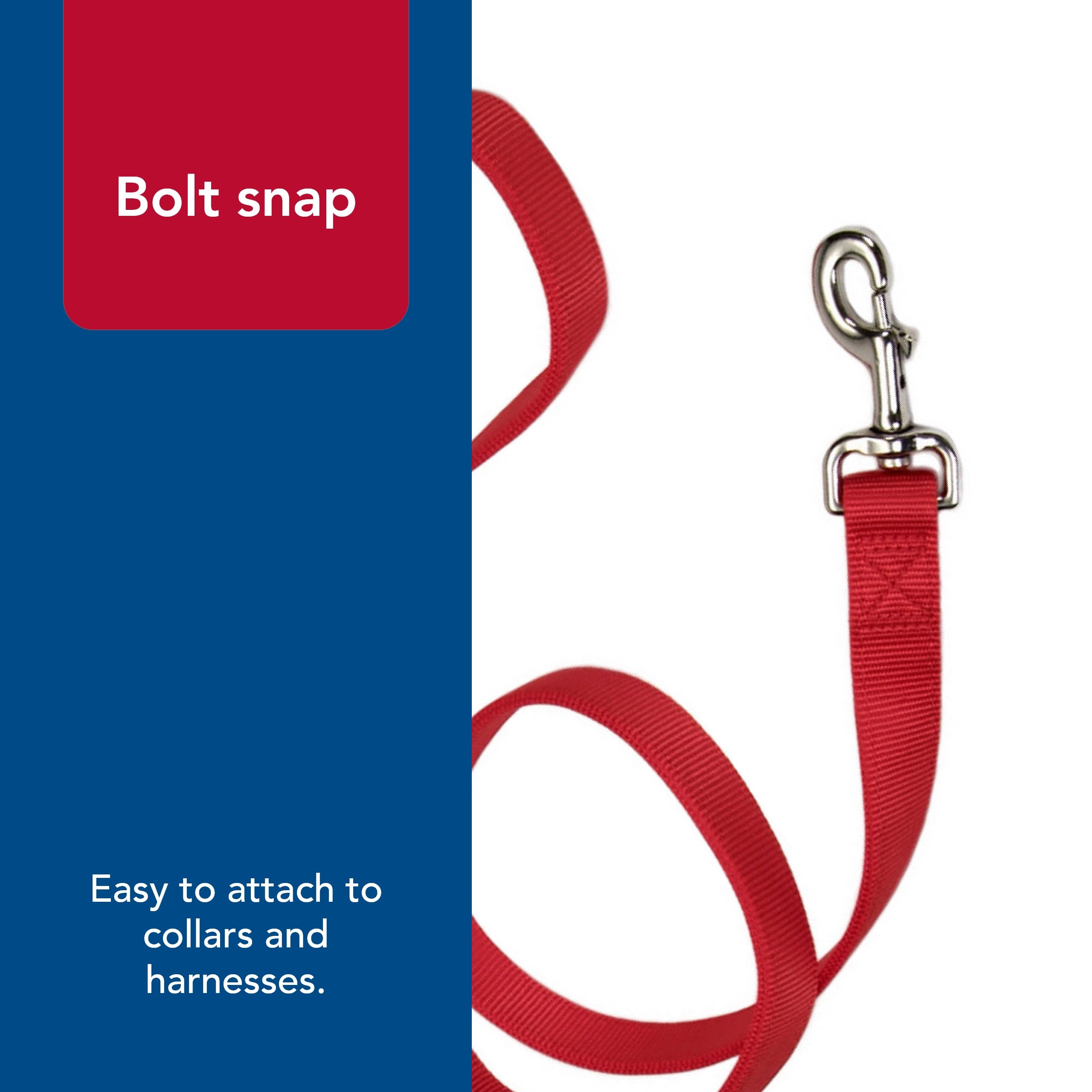Coastal Pet Double-Ply Dog Leash - Bolt Snap Attachment To Collars And Harnesses - Nylon Dog Walking Leash For Small, Medium And Large Dogs - Red - 1' X 4'