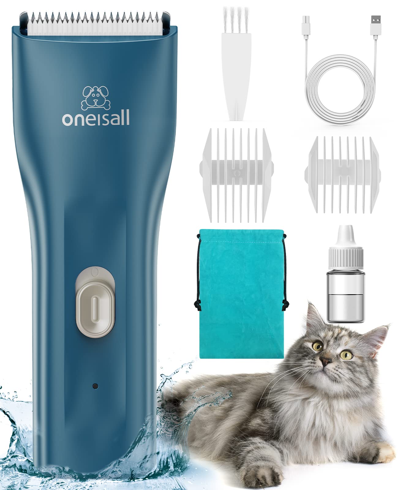 Oneisall Pet Clippers For Cat Matted Hair, Small Clippers Low Noise Dog Trimmers For Dog Grooming, Pet Hair Trimmer For Small Pets (Standard Blade)
