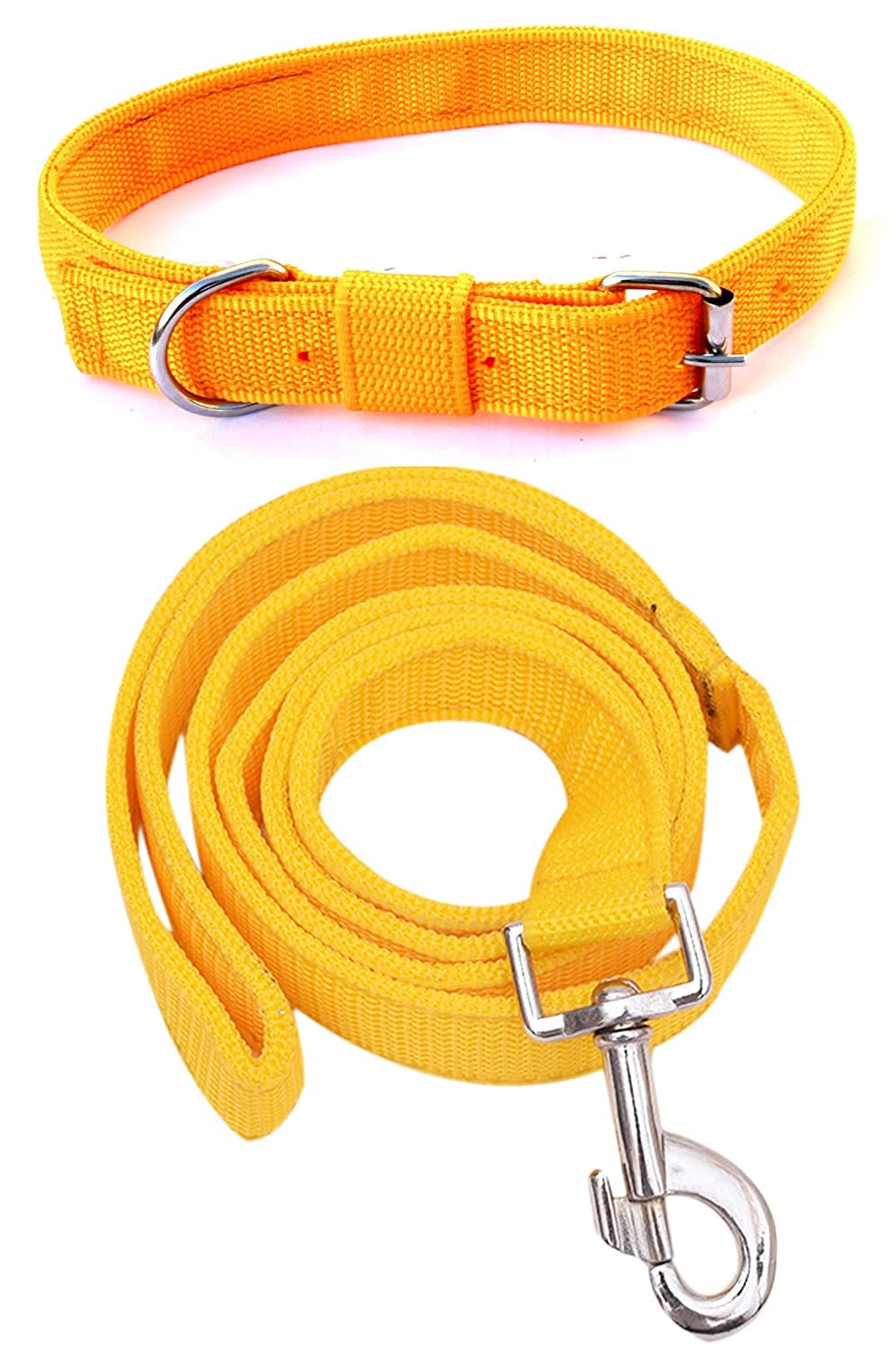 Pedigone Dog Belt Combo Of Dog Collar With Dog Leash Specially For Small Breeds Dog Collar Leash (Yellow)