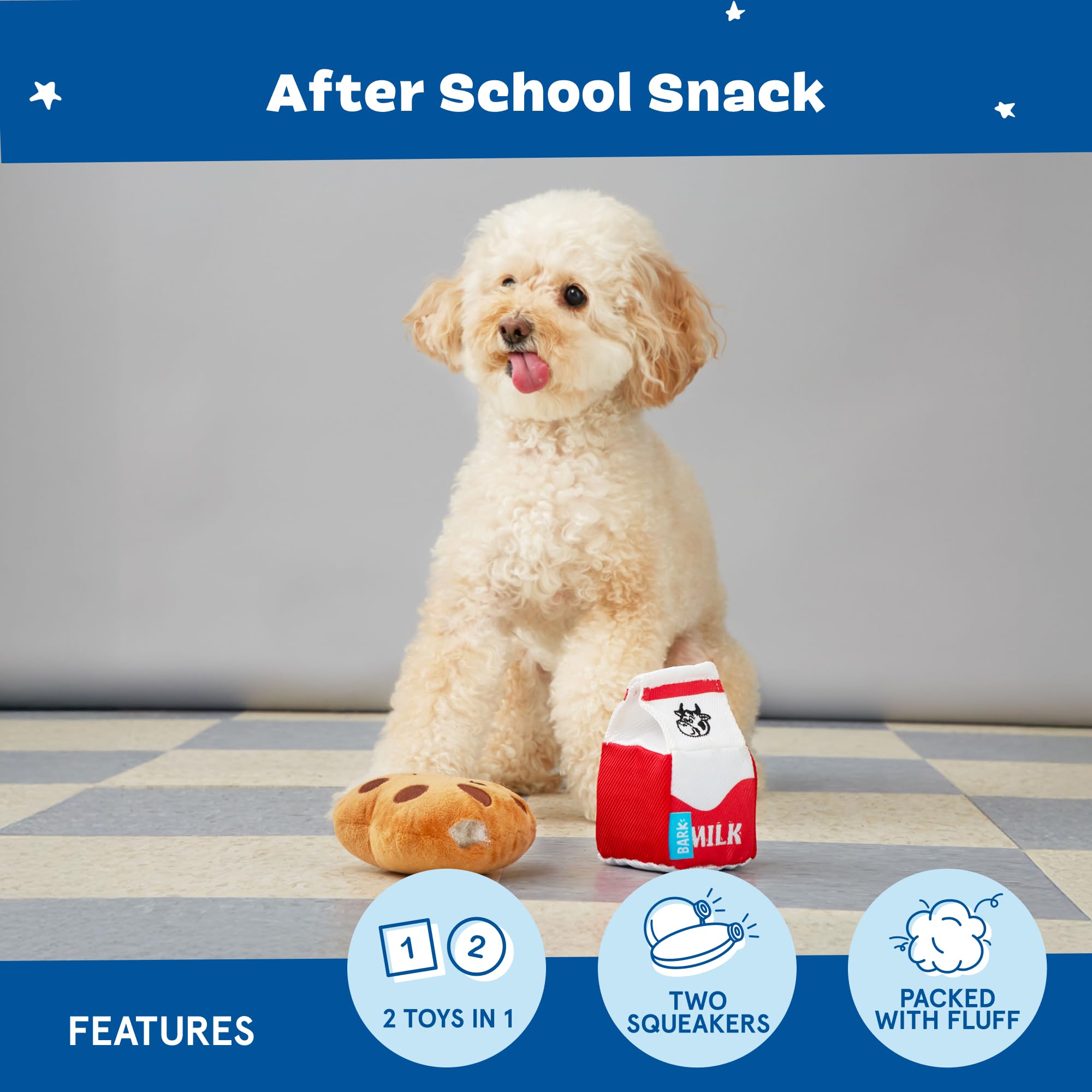 Barkbox Afterschool Snack Pack Dog Toy Bundle – Plush Squeaky Toys for Small Dogs – Large Size