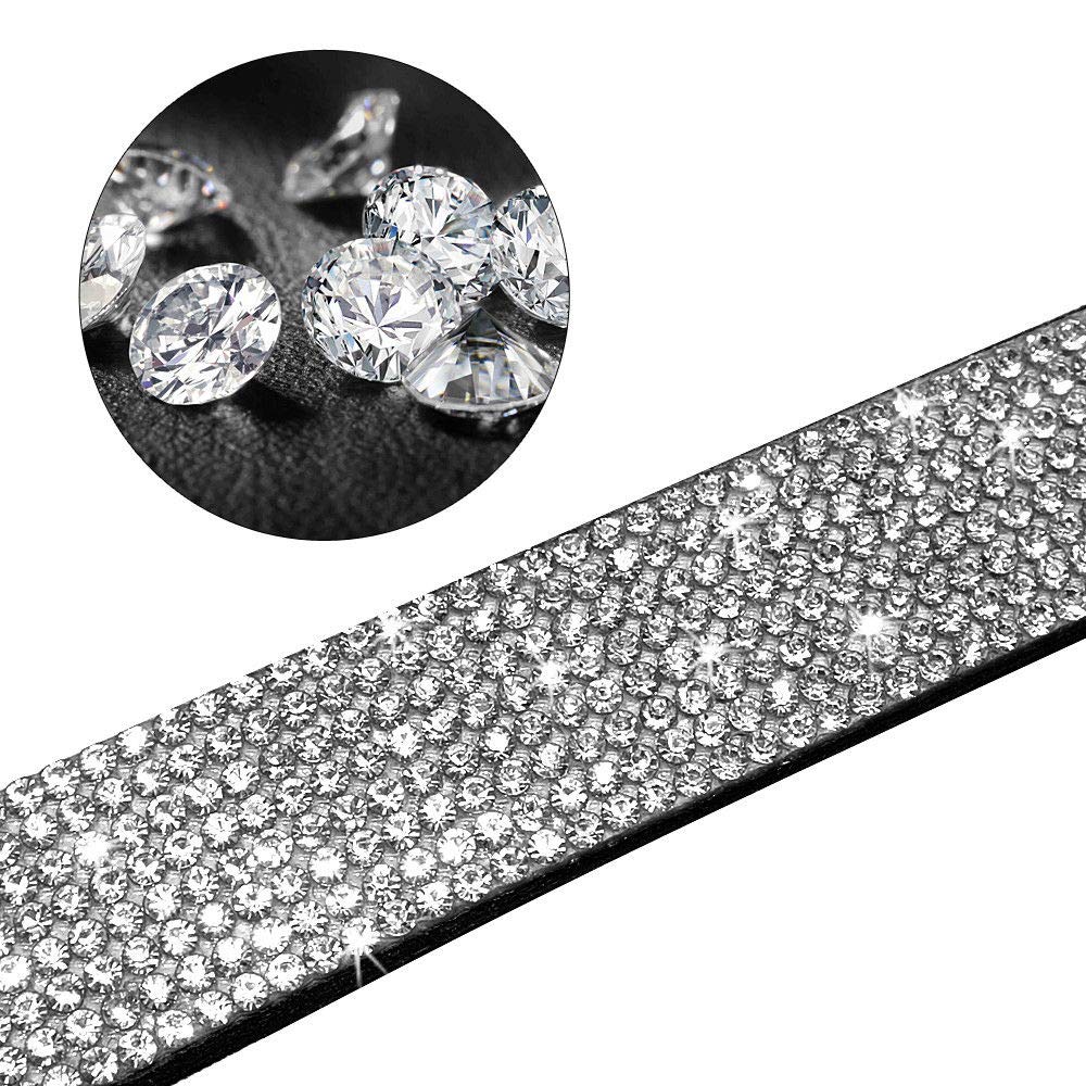 Haoyueer Rhinestone Dog Collar, Cute Dazzling Sparkling Soft Suede Leather Dog Cat Rhinestone Collar Crystal Diamond Pet Dog Pup