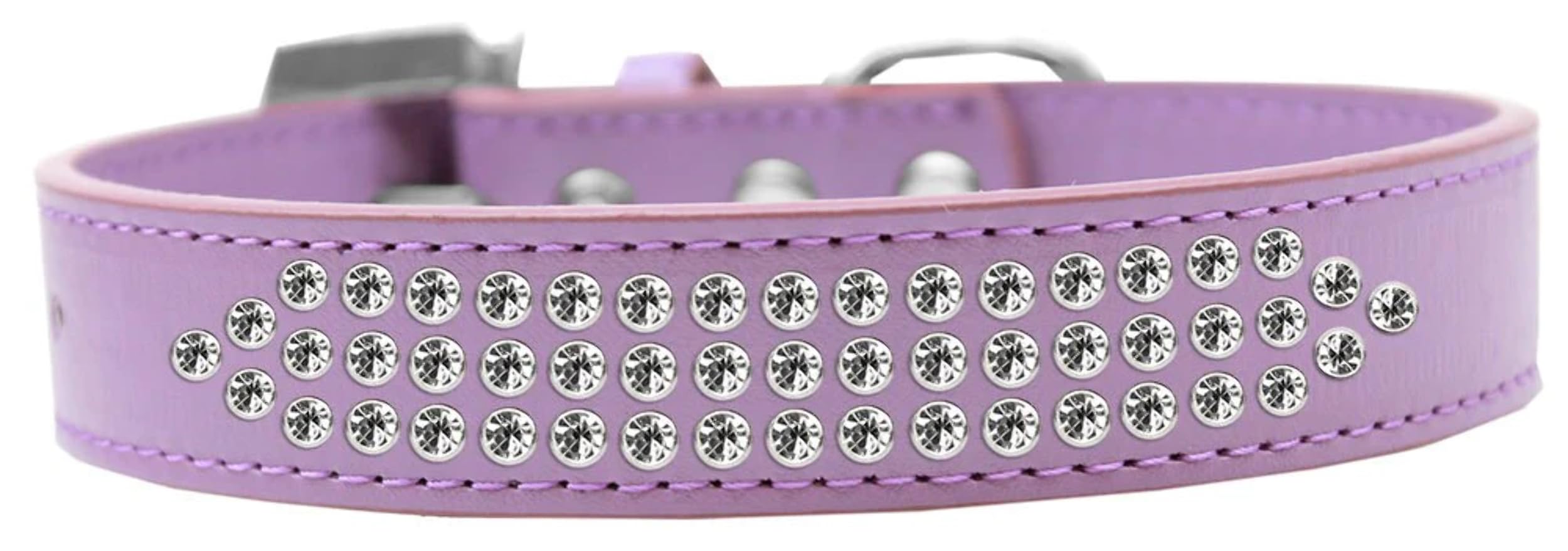 Dog, Puppy & Pet Fashion Collar, Three Row Clear Crystal Rimsets Light Pink 16