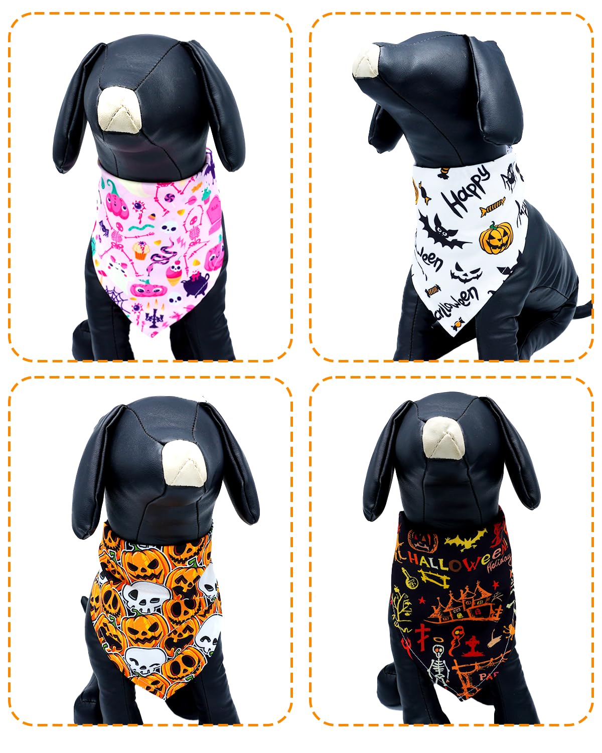 Pet Show 15 Pack Halloween Dog Bandanas Bulk Large Medium Small 3 Mixed Sizes Pumpkin Dogs Head Scarves Puppy Triangle Bib Suit