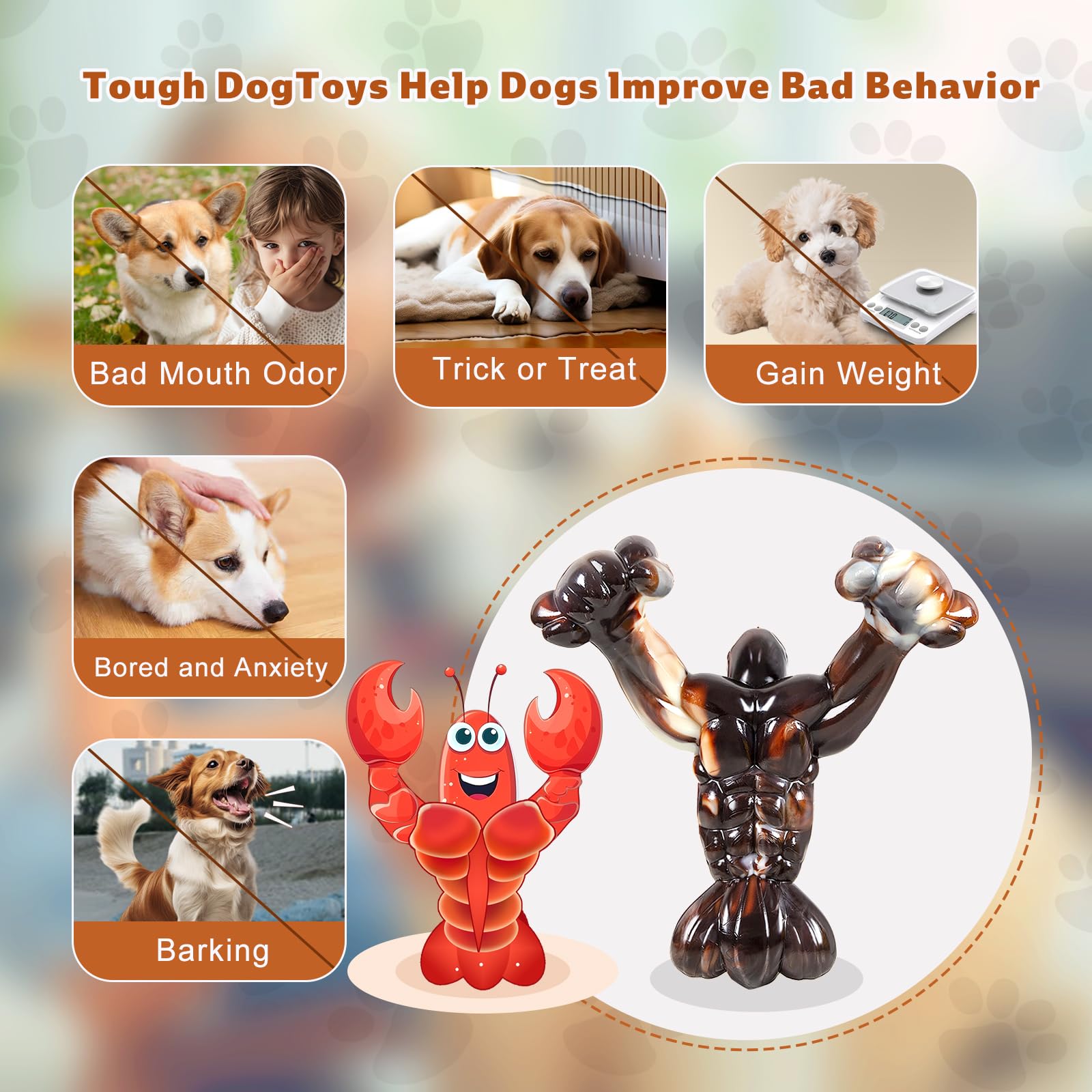 Hjlswxkq Indestructible Dog Chew Toys For Aggressive Chewers, Large Dogs - Interactive, Busy, Nylon Beef Flavor