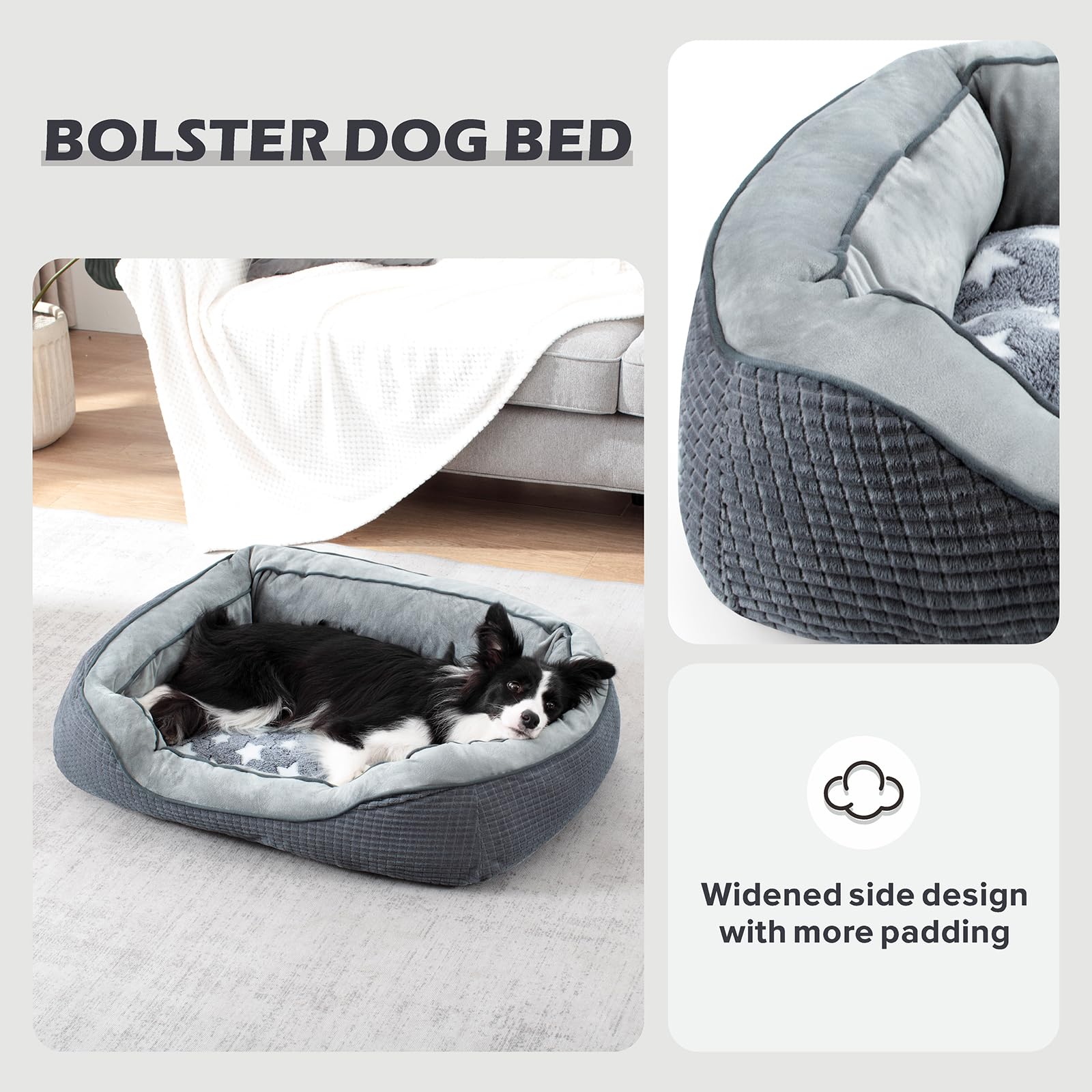 Siwa Mary Dog Beds For Small Dogs & Cats, Washable Dog Sofa Bed With Wide Sides, Pentagram Pattern Design, Pet Cuddler Bed, Warming Soft Calming Puppy Bed For Sleeping, Non-Slip Bottom