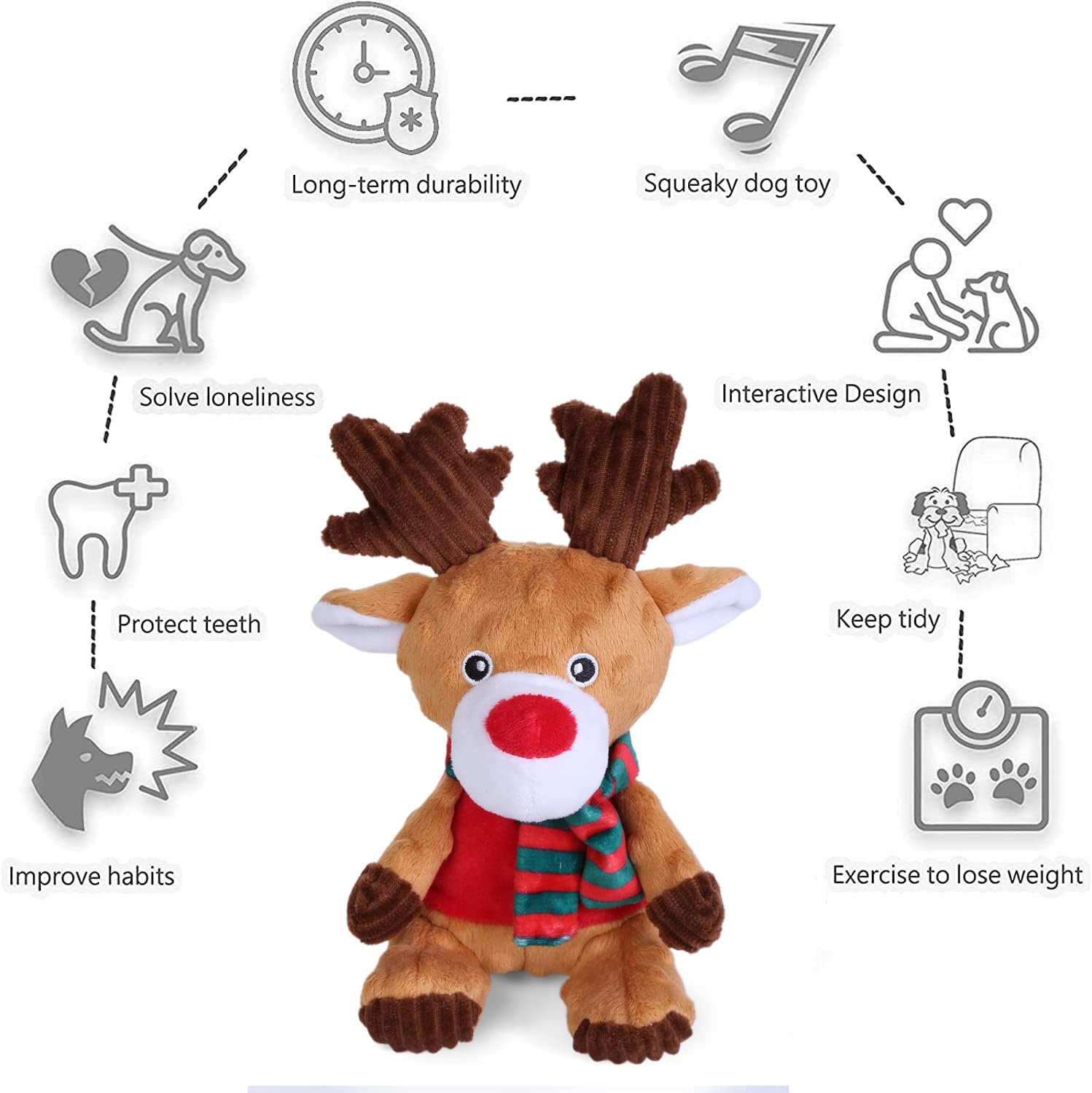 Blnboimrun Dog Toys Stuffed Dog Plush Toys Milu Deer Dog Squeaky Toys With Crinkle Paper Chew Toys For Large And Medium Dogs Puppy