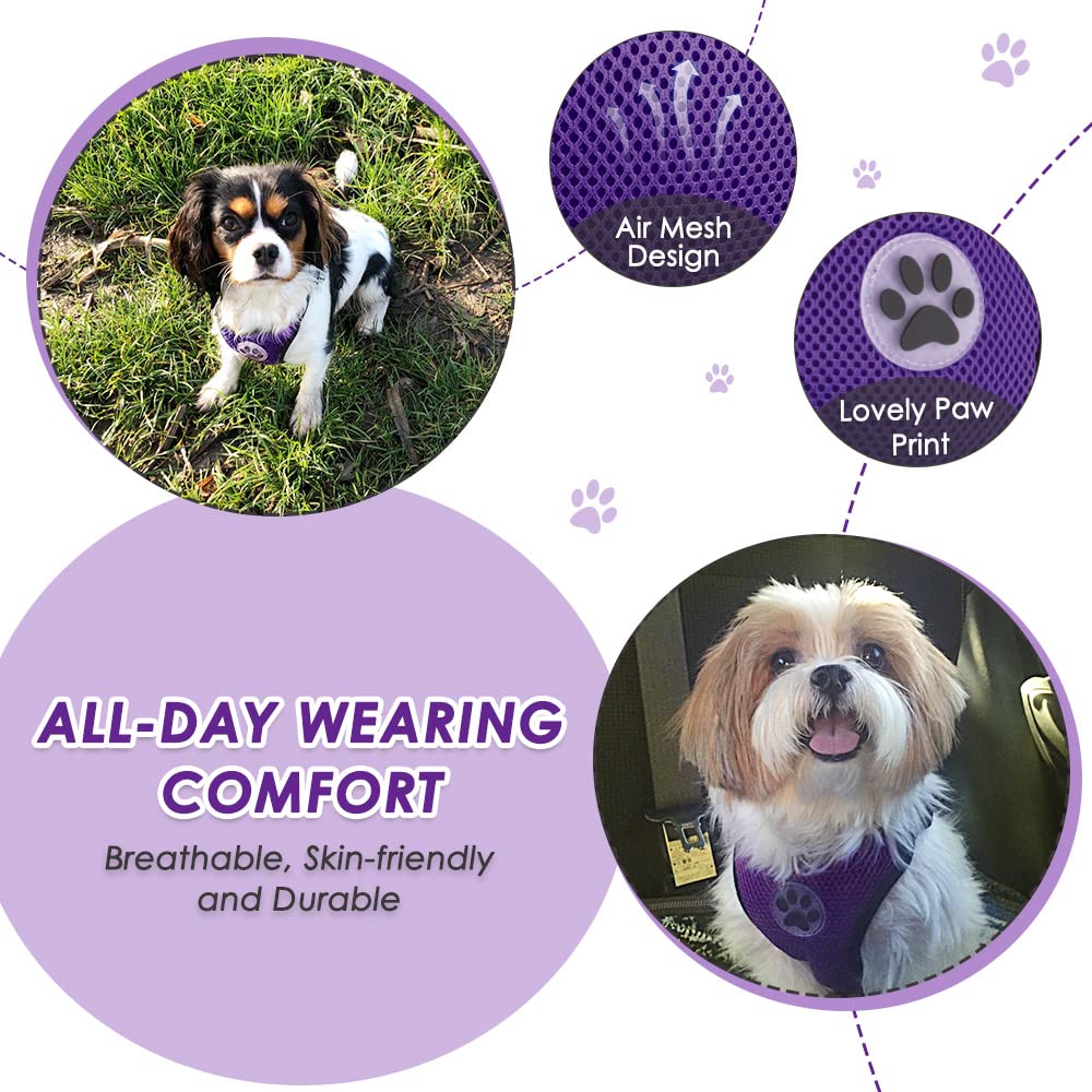 Lukovee Dog Safety Vest Harness With Seatbelt, Seat Belt Adjustable Pet Harnesses Double Breathable Mesh Fabric With Car Vehicle