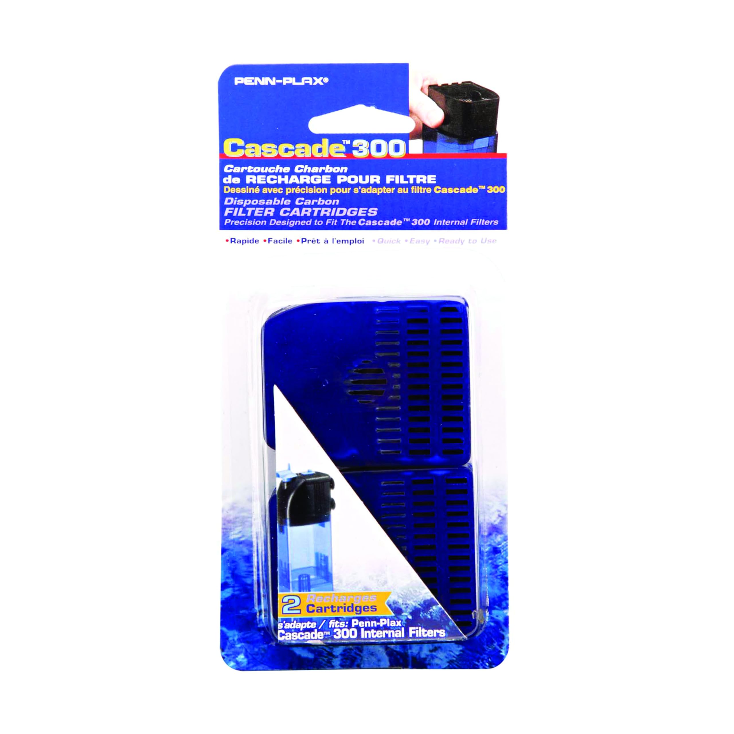 Penn-Plax Cascade 300 Filter Replacement Media, Chemical Filtration, 2 Pack, Black, Model CIF10