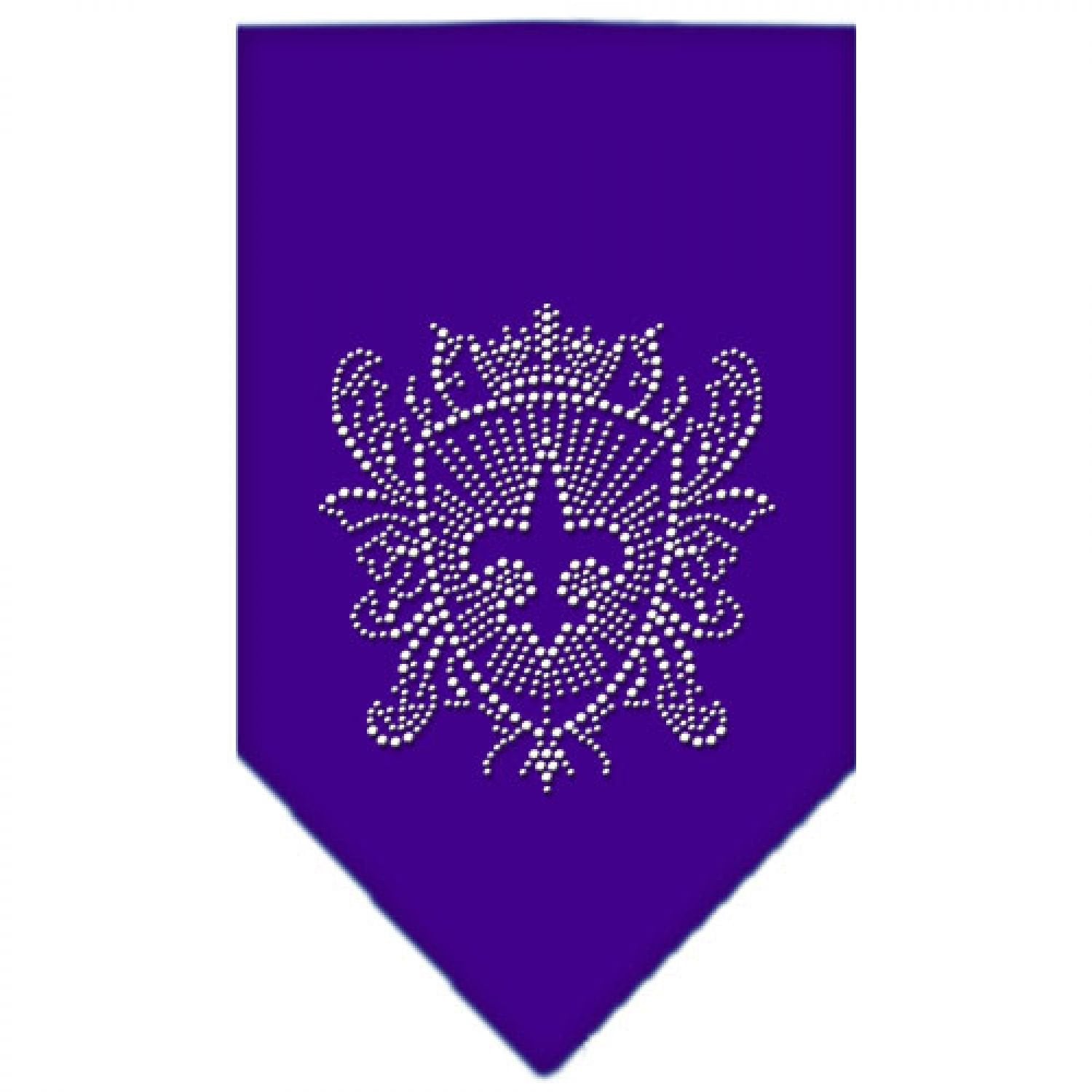 Pet and Dog Bandana Rhinestone, "Fleur De Lis Shield" Purple Large