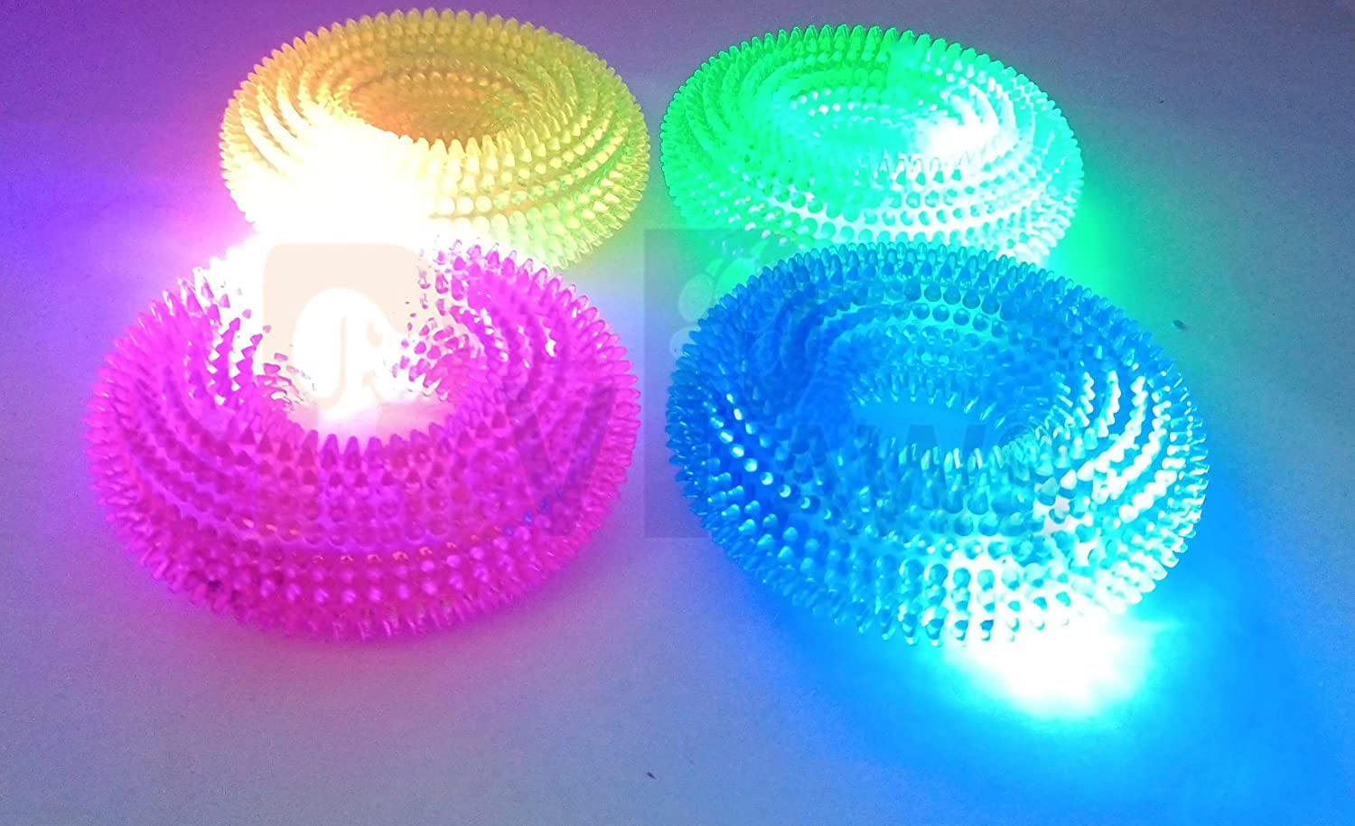 Woofy Pets Led Interactive Ring Toy | Spike Chew Toy With Squeaky Sound Toy | Chew Toy For Small And Medium Dogs, Puppies  1Pcs