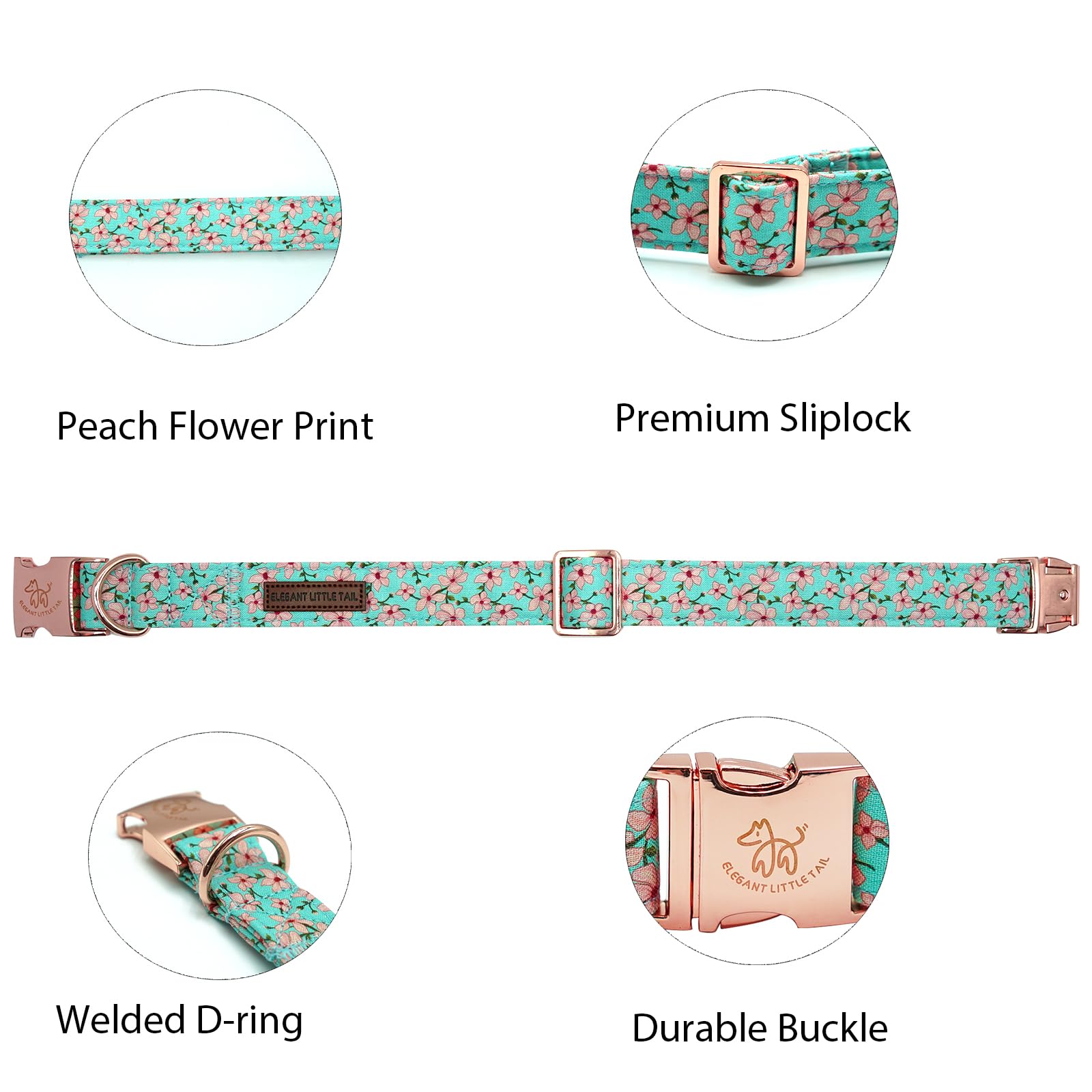 Elegant Pink Floral Print Summer Dog Collar - Cotton, Durable, Metal Buckle For Large Dogs