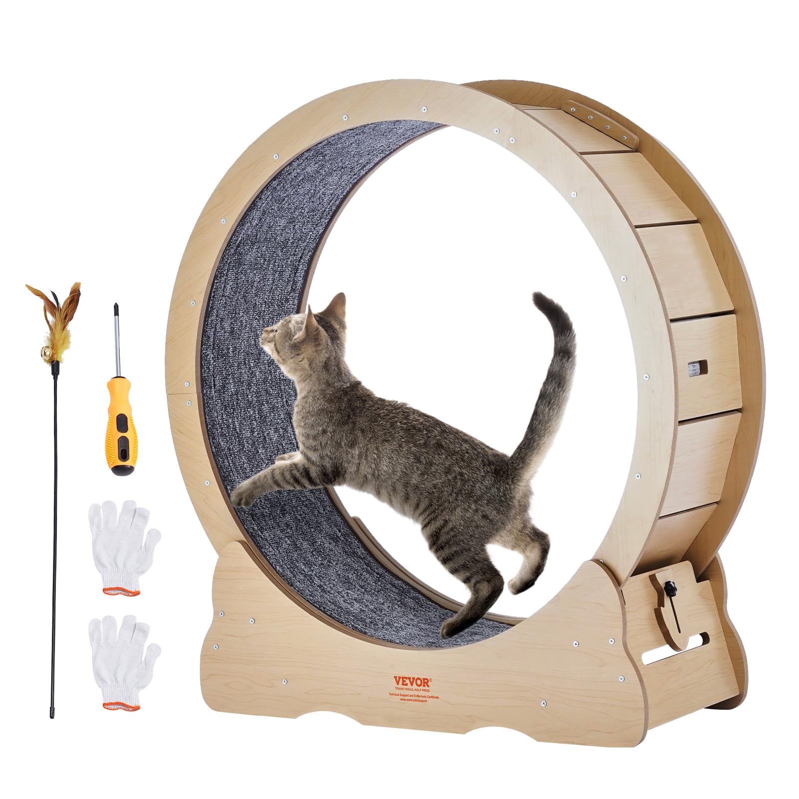 VEVOR Cat Exercise Wheel, Large Cat Treadmill Wheel for Indoor Cats, 35.8 inch Cat Running Wheel with Detachable Carpet and Cat 