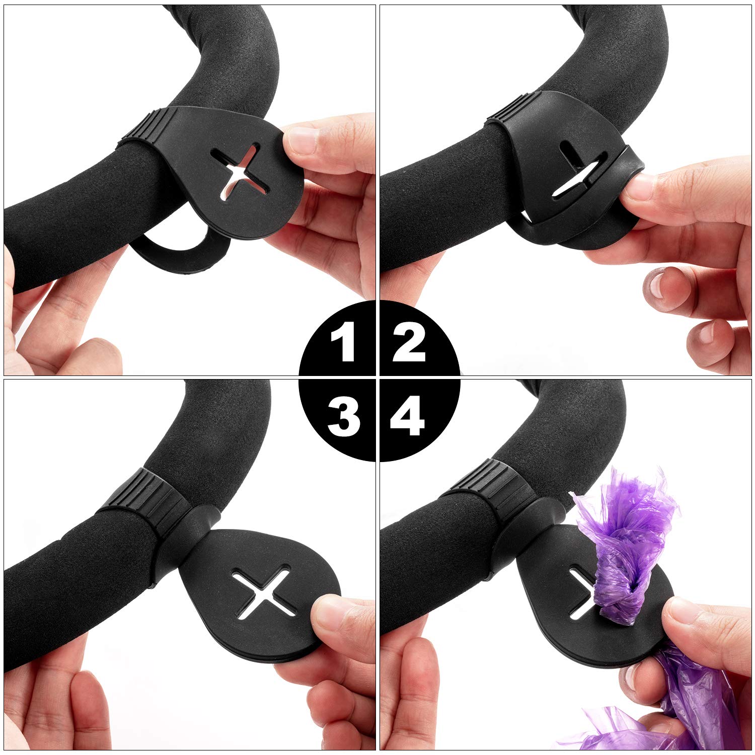 Boao 4 Pieces Pet Poop Bag Holder for Leash Dog Waste Bag Carrier Handy and Easy Use Dispenser Accessories