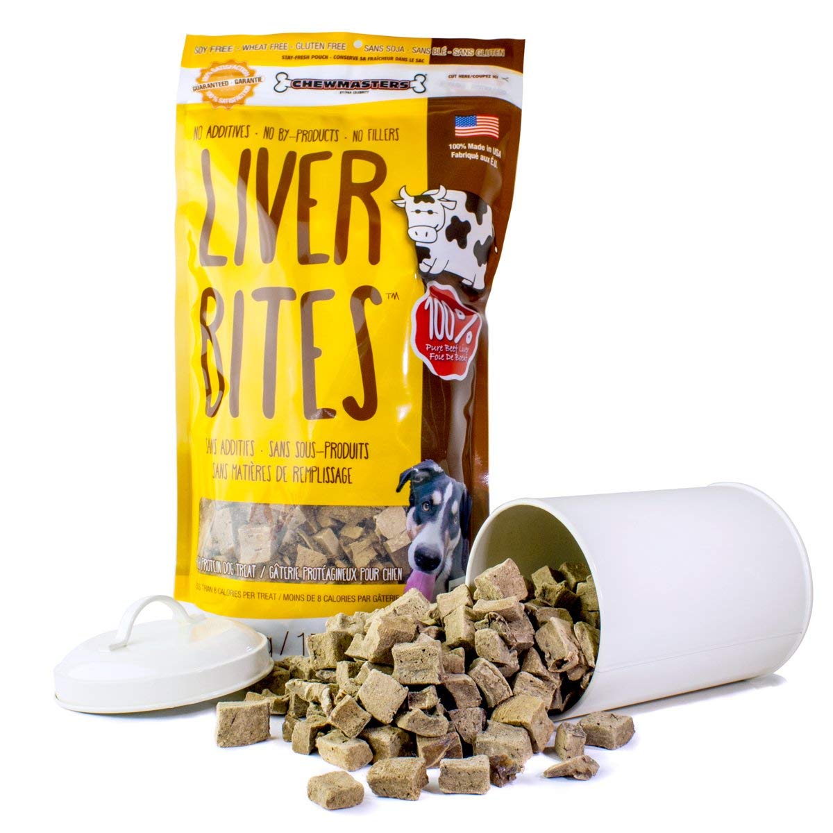 Chewmasters 100% Pure Beef Liver Bites, Healthy Freeze Dried Dog Treats, 17.6 oz, All Natural, Grain Free, High Protein & Zero A