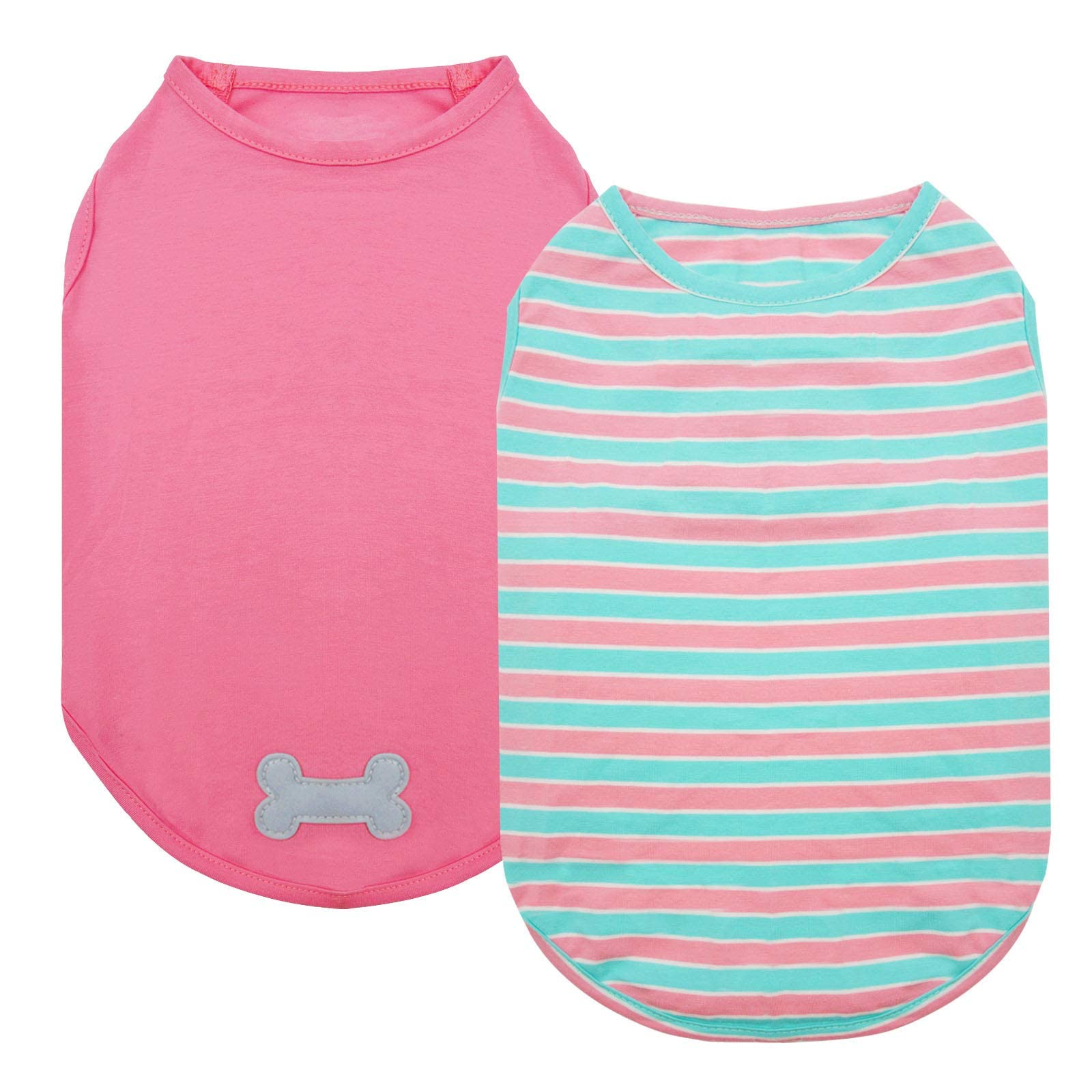 Kyeese 2Pack Dog Shirts Striped T Shirt Cotton Tank Top Soft Tee For Small Dogs Lightweight Clothes Sleeveless Dog Vest, Medium,