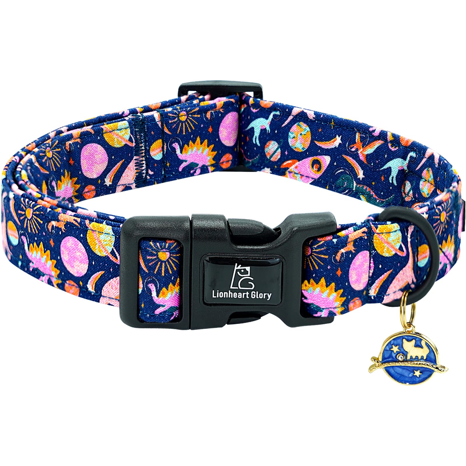 Lionheart Glory Dog Collar Dinosaurs Pattern Cute Collar For X-Small Dogs Spring Summer Female Or Male Collars Pet Gift Adjustab