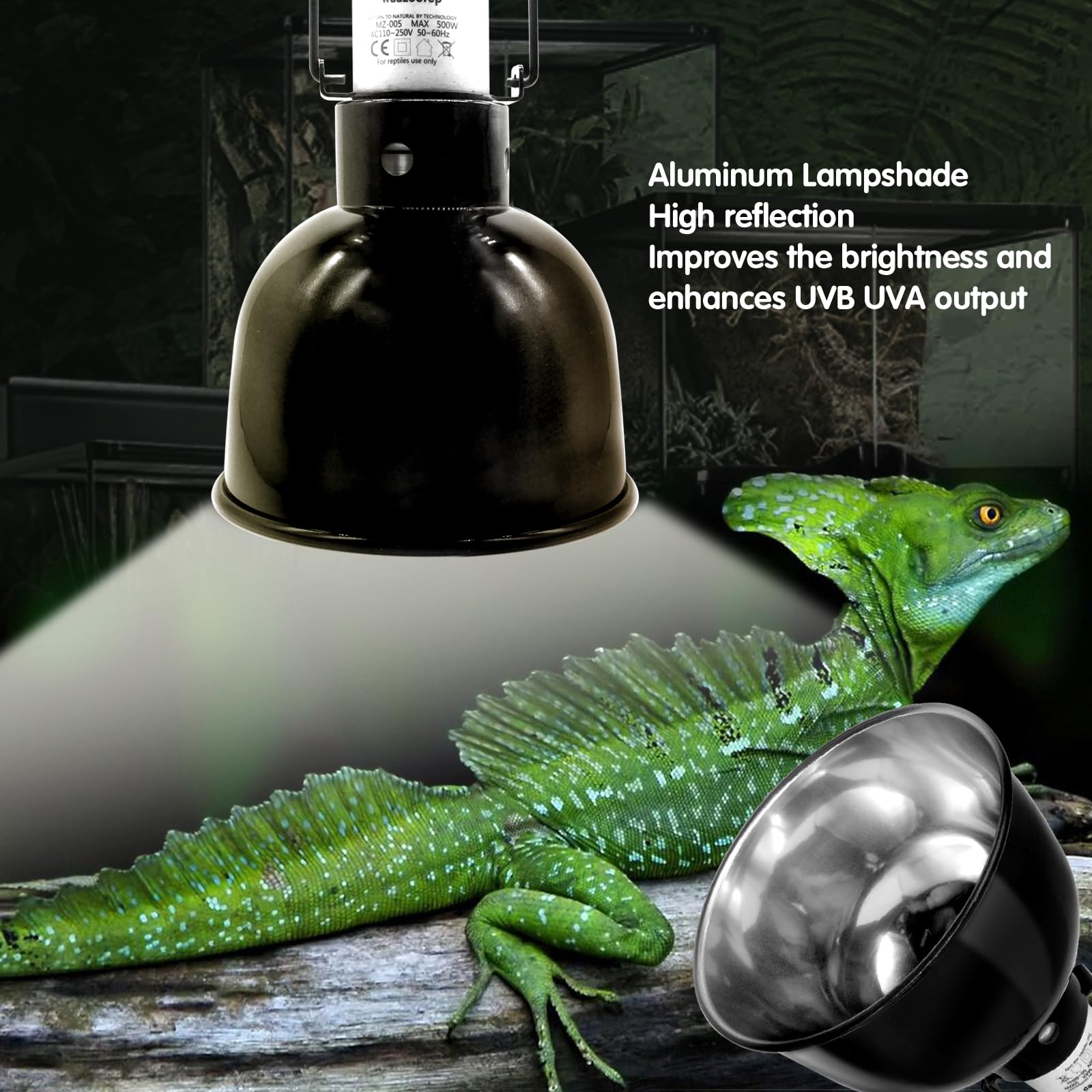 Waazoorep Reptile Light Fixture 2 Pack 5.5 Inch Deep Dome Lamp Fixture,Optical Reflection Reptile Basking Heat Bulb Lampshade Fo