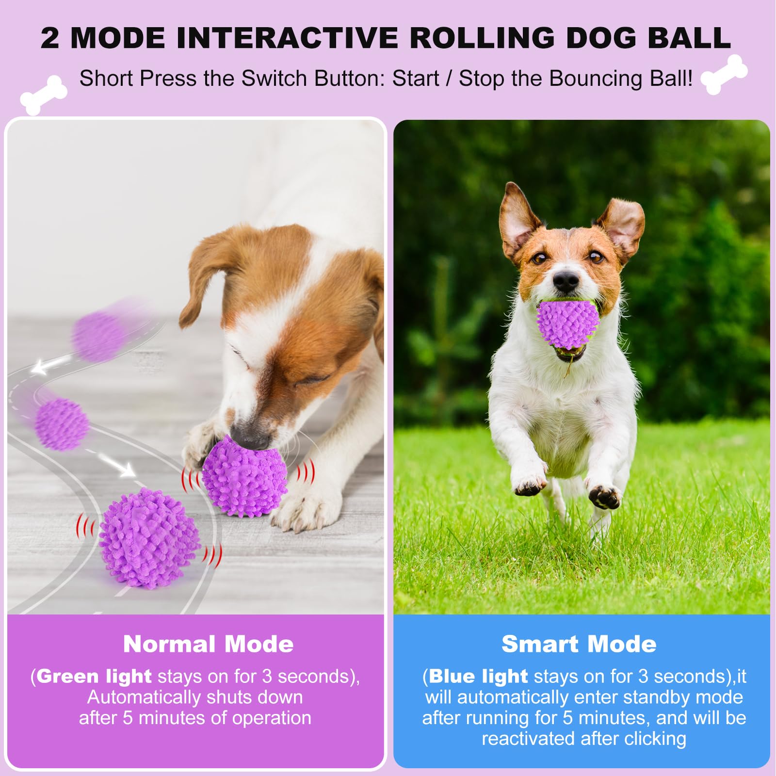 Interactive Ball For Dogs, Automatic Moving Dog Toy Ball With Cover, Bouncing & Rotating Electric Pet Balls For All Breed Sizes