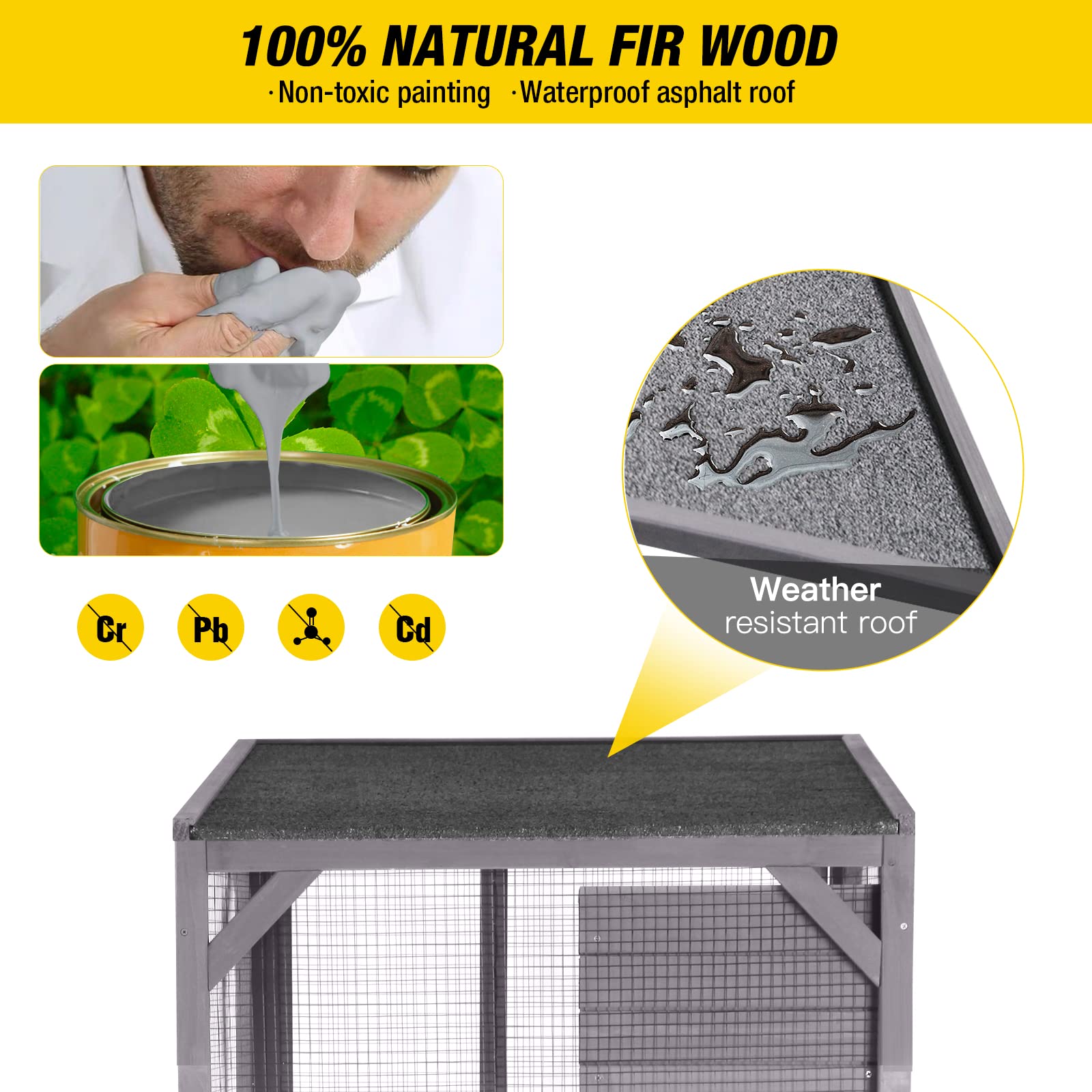 Aivituvin Cat House Outdoor Catio Cat Enclosures On Wheels70.9 Kitty House With Upgraded Resting Box,Waterproof Roof