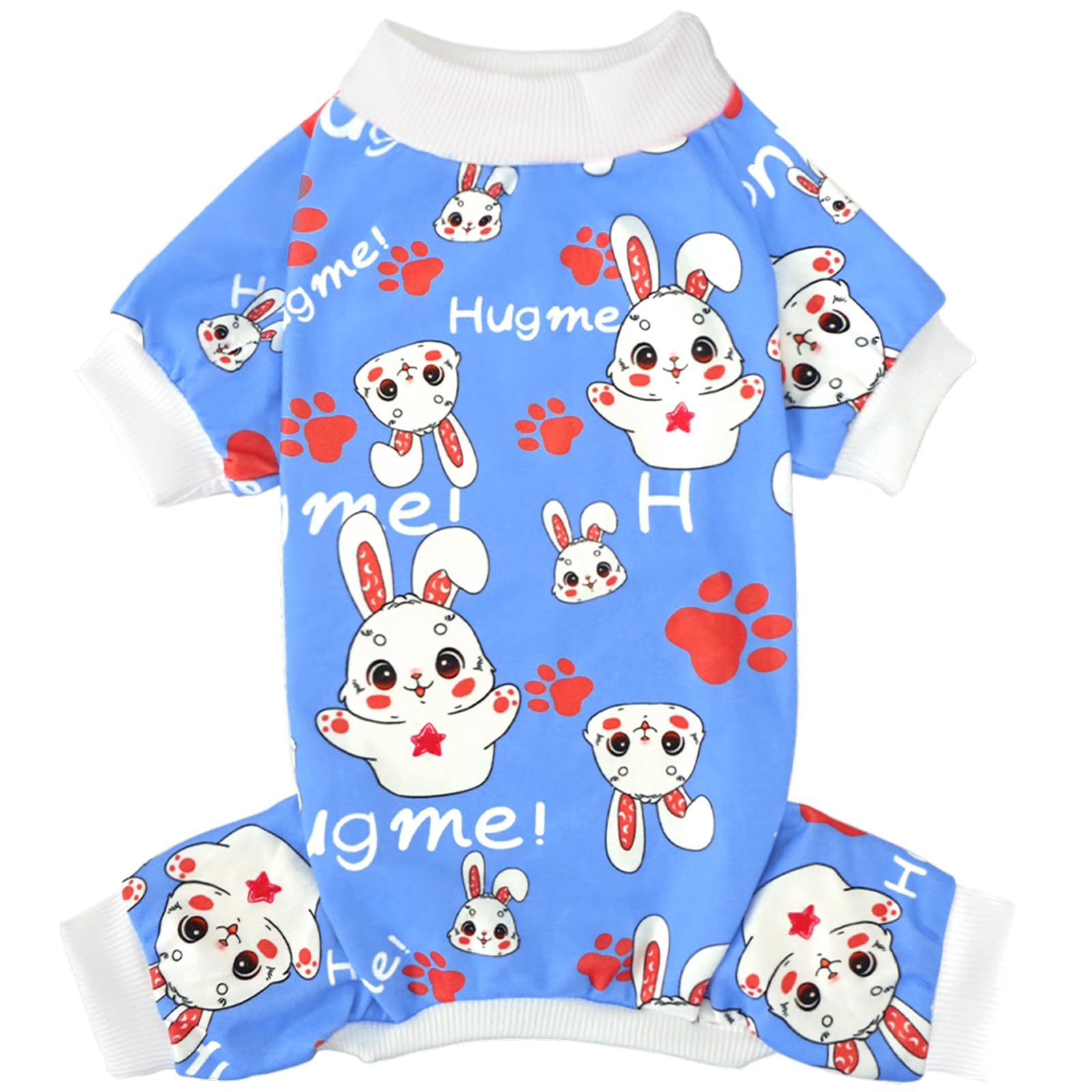 Xpudac Dog Pajamas Soft Stretchy Bunny Dog Clothes For Small Medium Dogs Pet Jumpsuit Cat Apparel-L